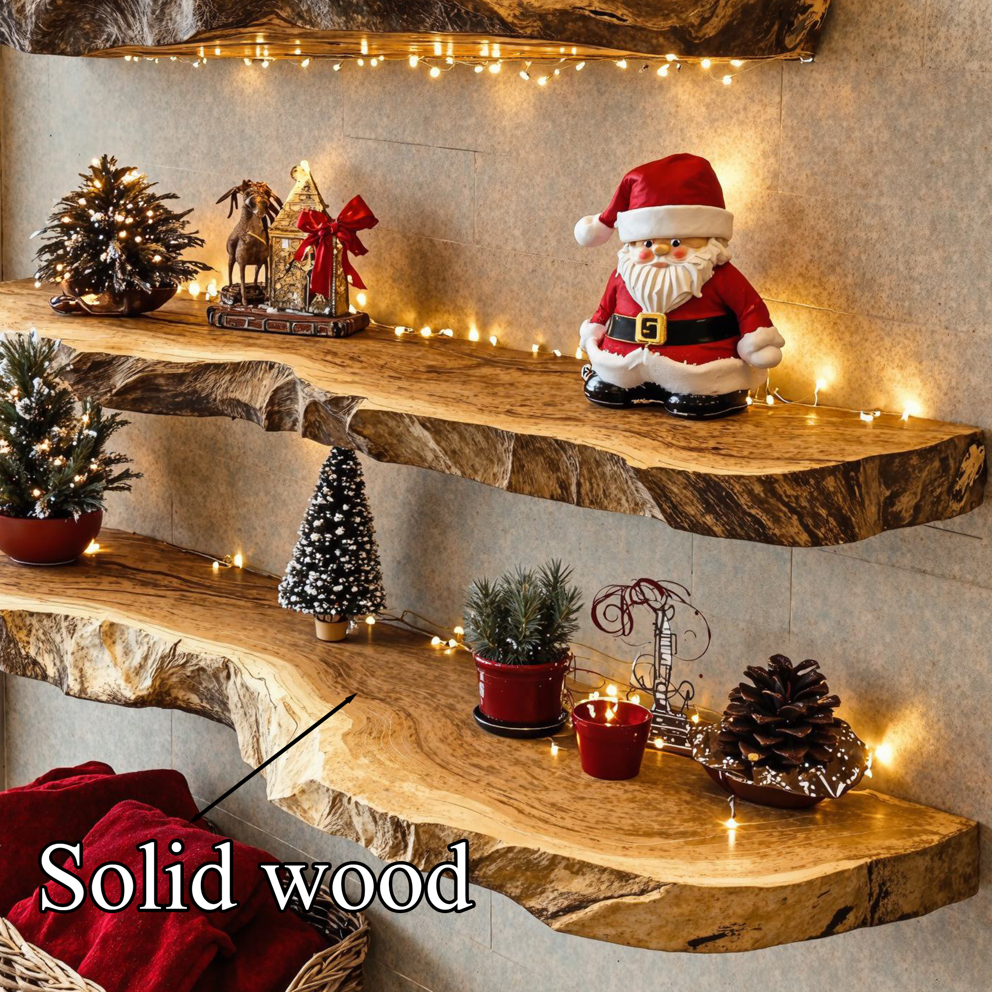 Christmas Live Edge Floating Shelves Xmas Large Foating Shelf SINLCM007