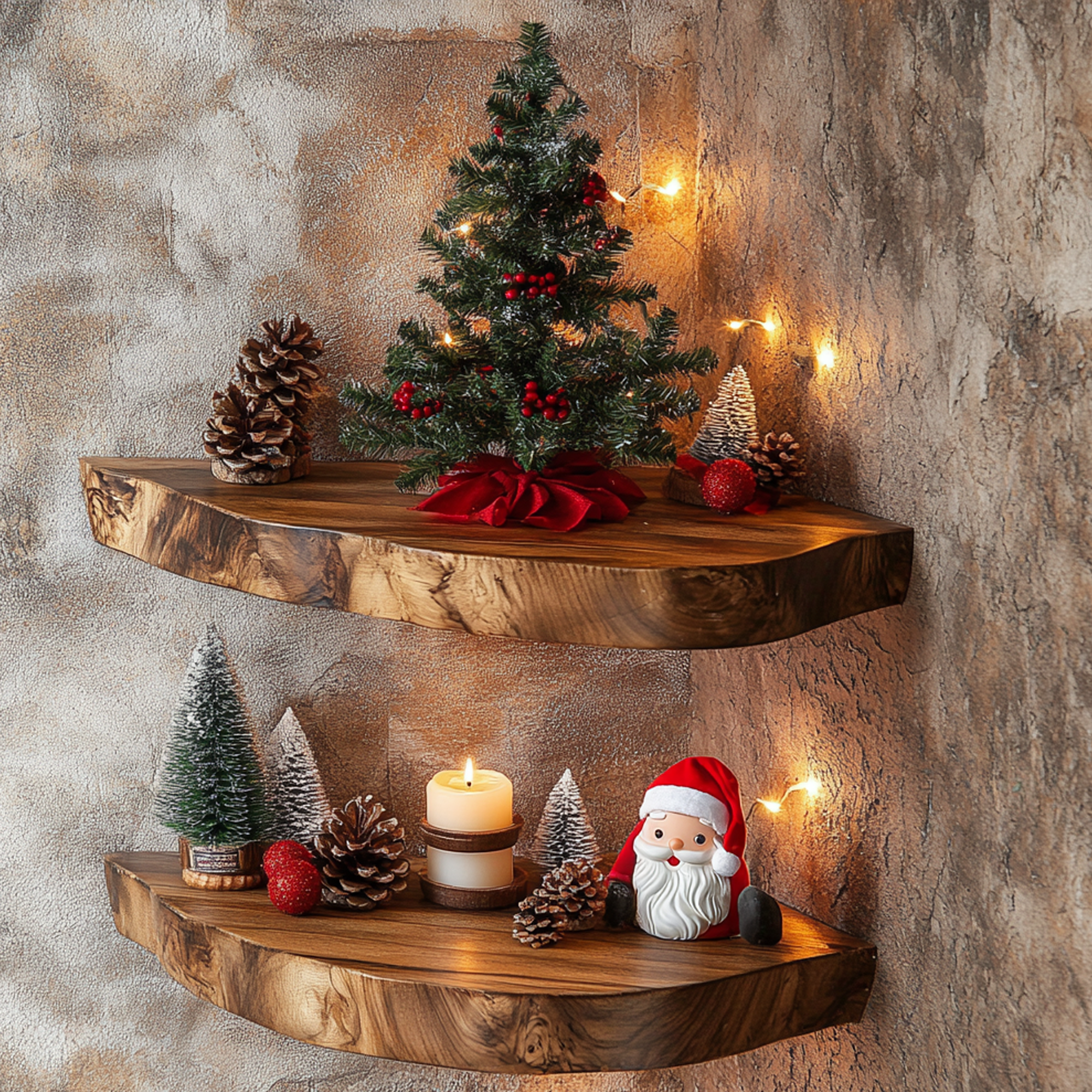 Floating Corner Shelf Xmas Walnut Floating Shelf Christmas Decor SINLCM020