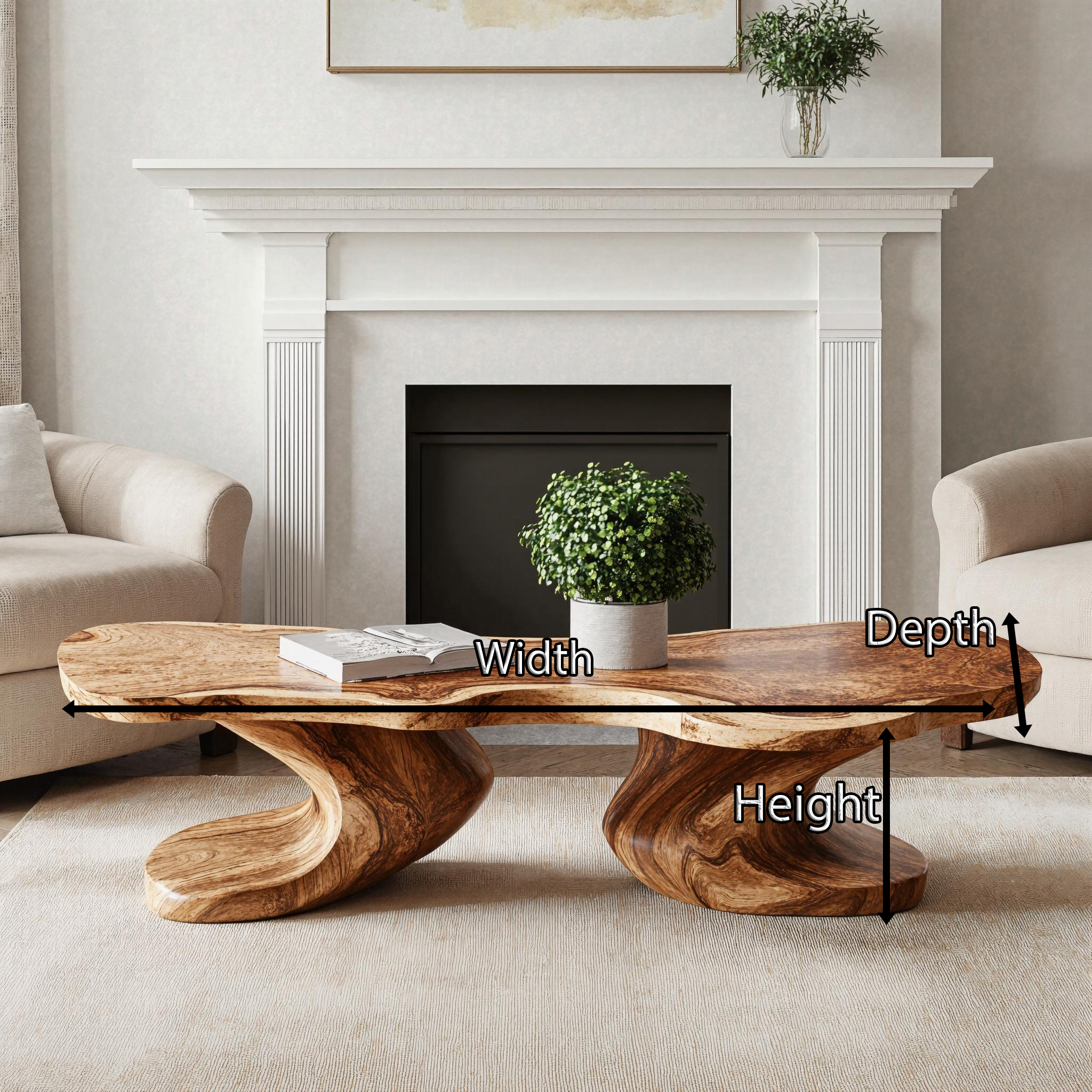 Farmhouse Natural Wood Coffee Table Antique Look SILDTCF108