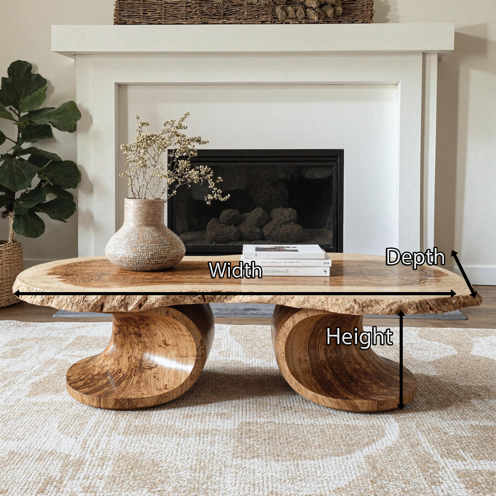 Farmhouse Natural Wood Coffee Table Cottage Style SILDTCF105