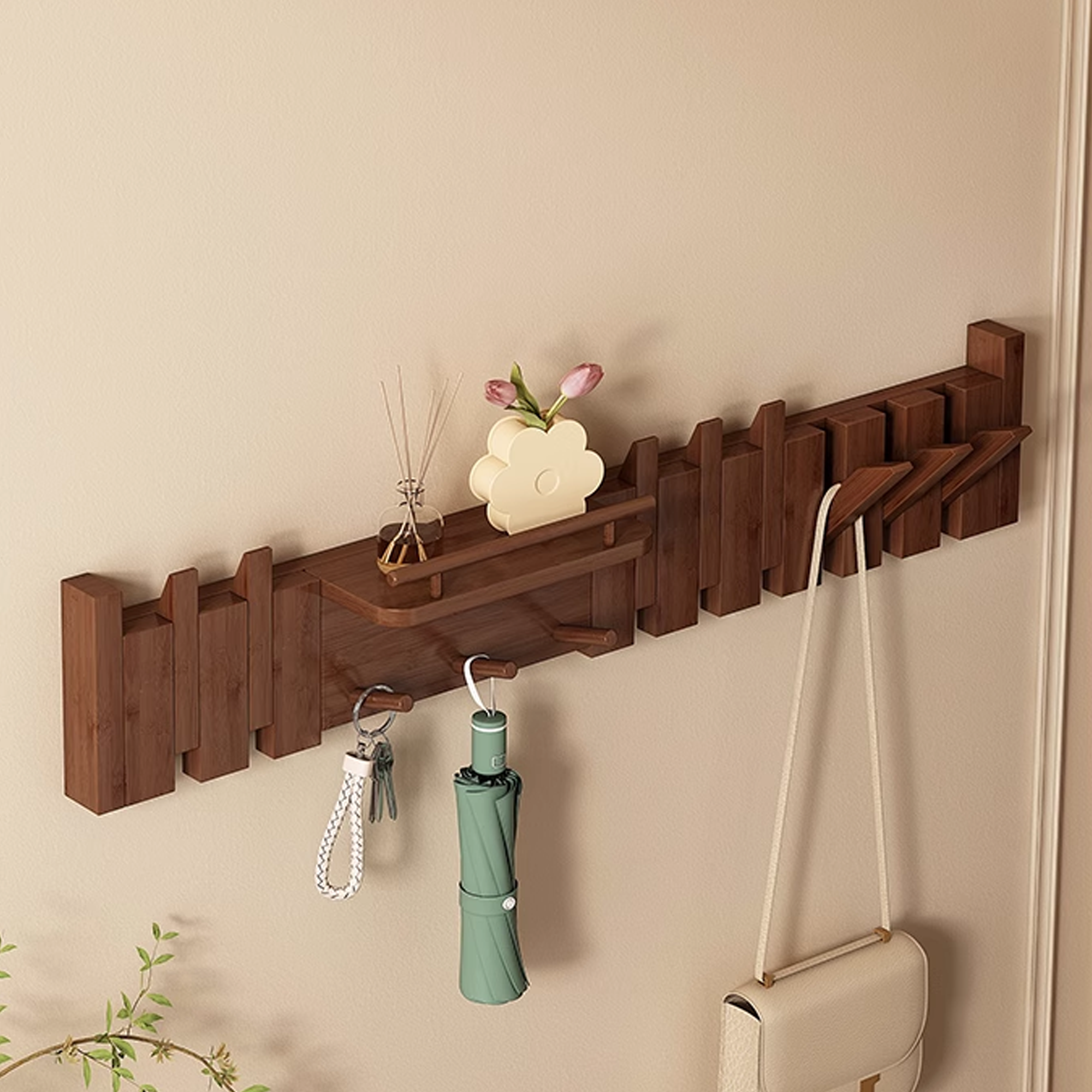 Walnut Coat Hooks For Wall Mount SINLPCR011