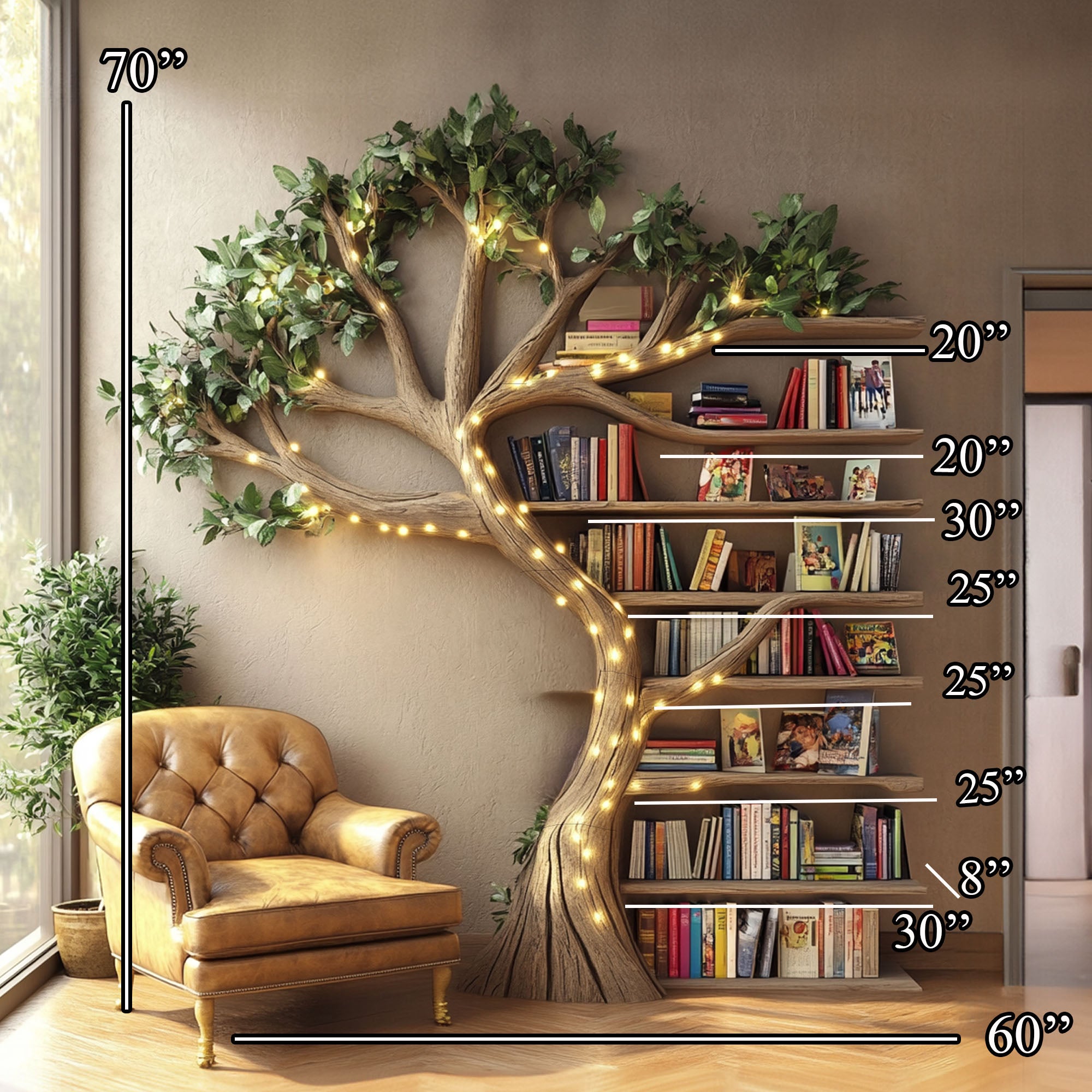 Tree Branch Bookshelf Floating Bookshelf Living Room SINLTB118