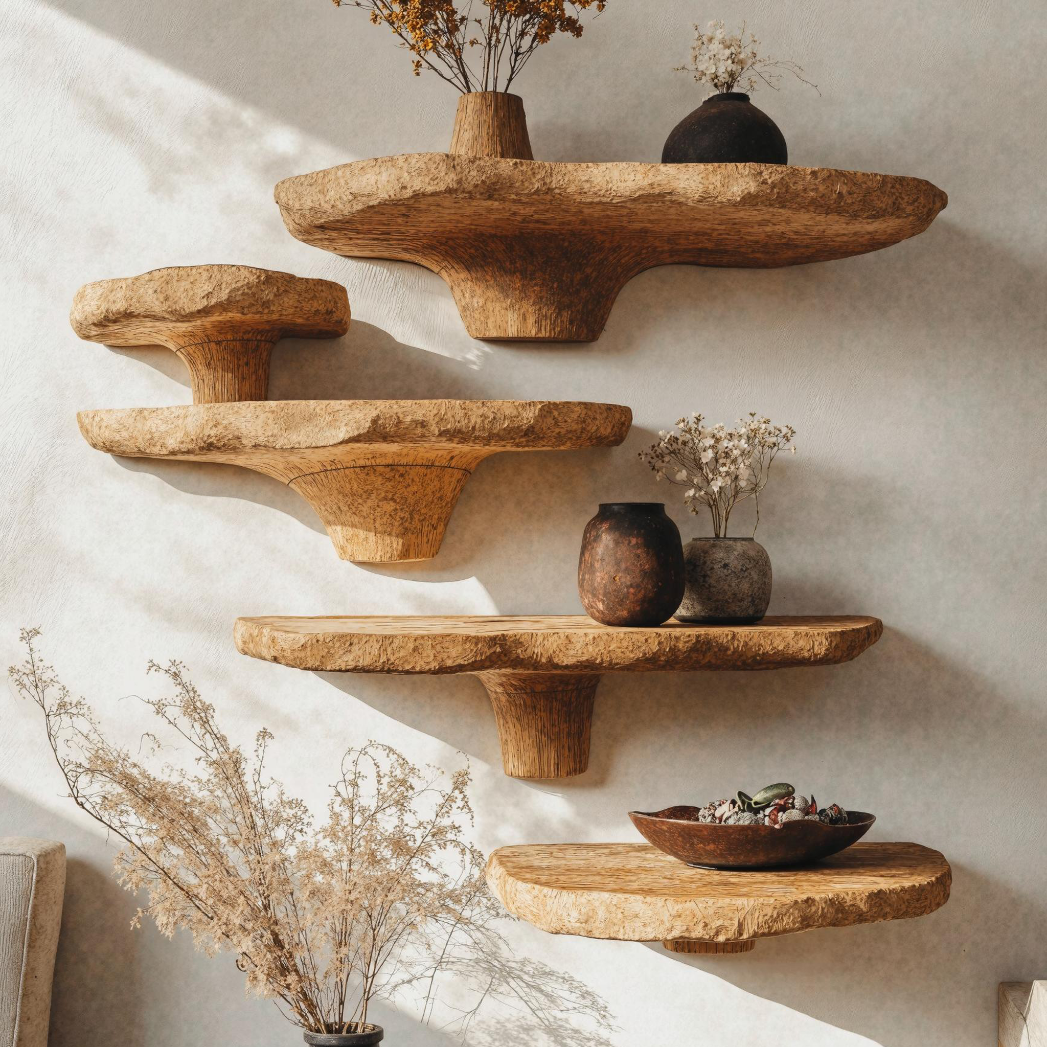 Stylish Wood Mushroom Shelf For Home Organization SILDTMR011