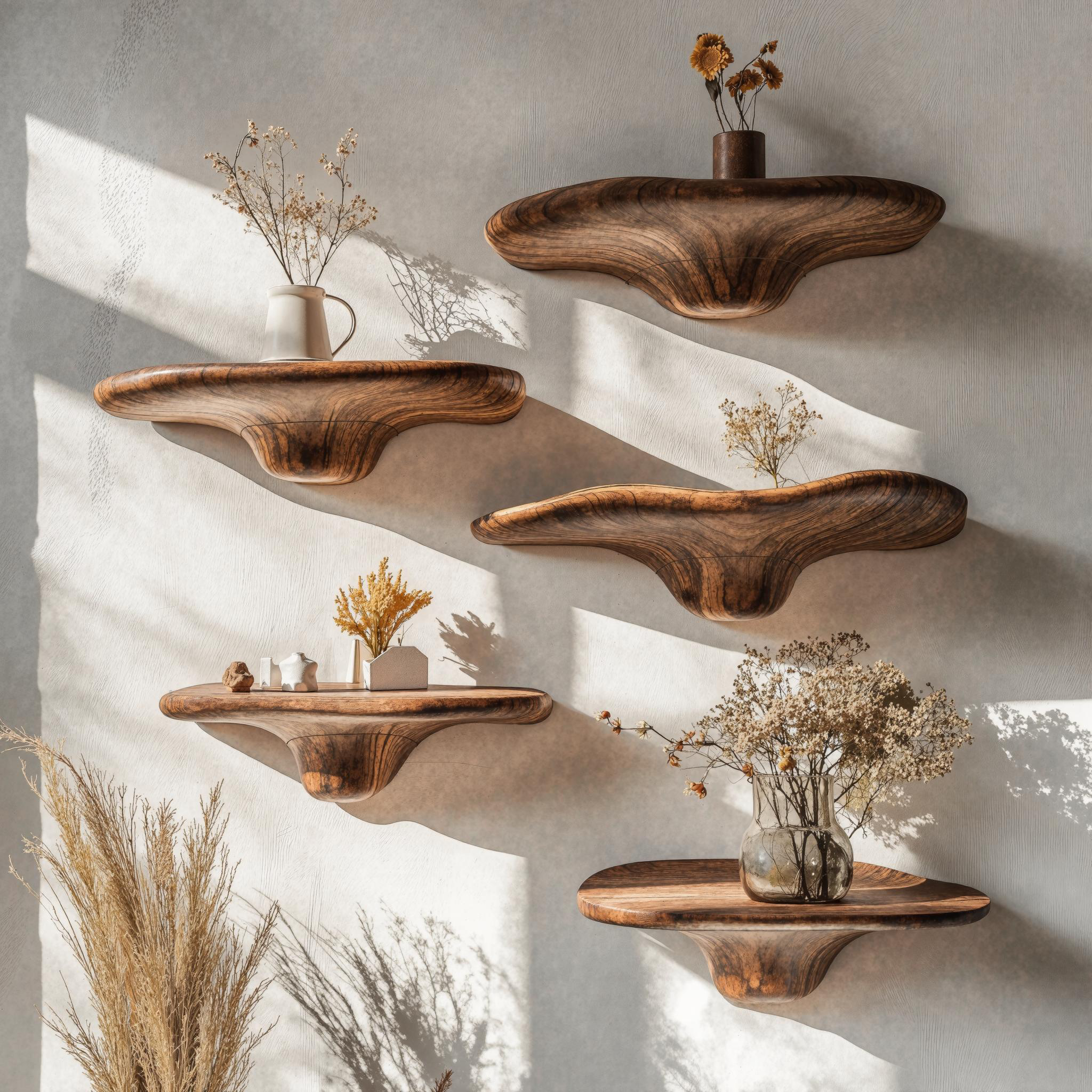 Floating Mushroom Shelf For Decorative Wooden Storage SILDTMR015