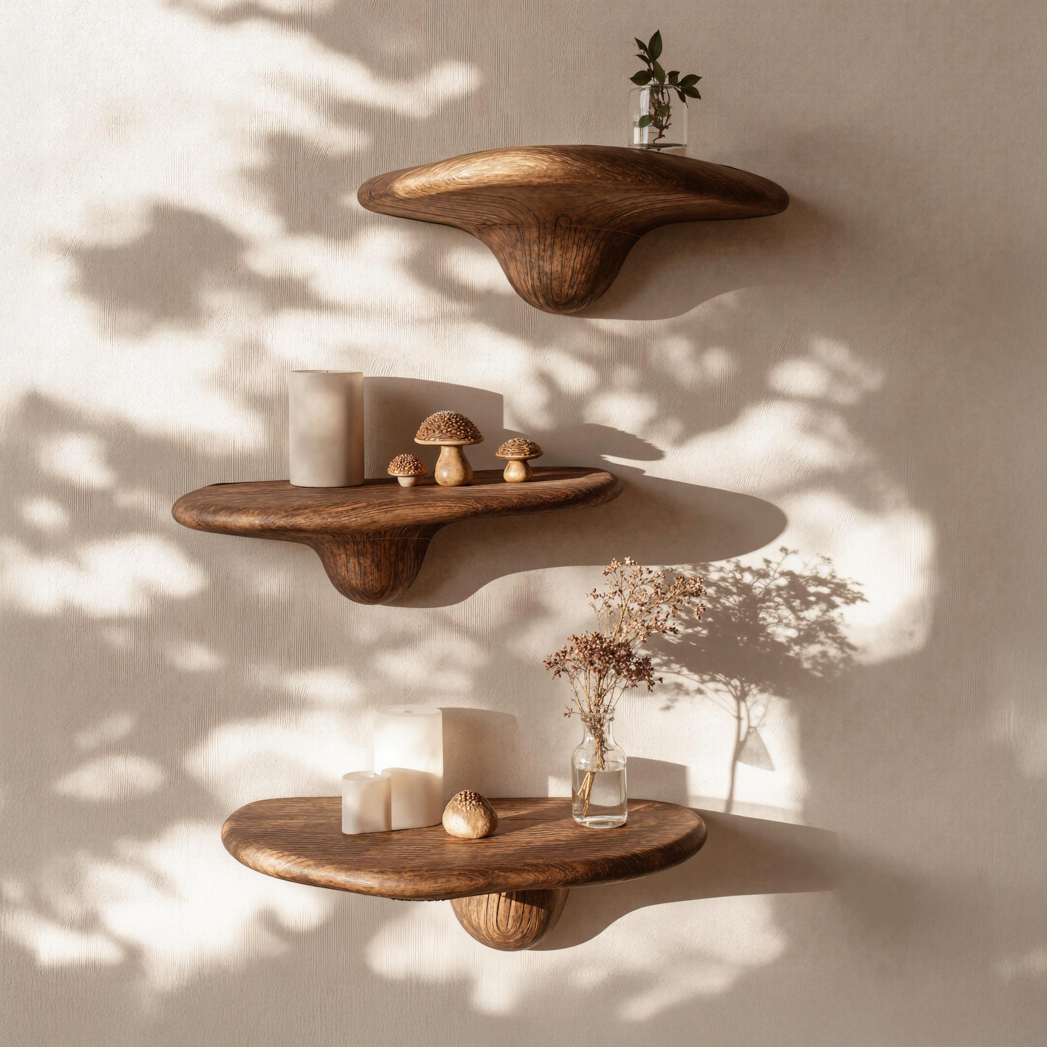 Wooden Mushroom Wall Shelf For Books And Decor SILDTMR008