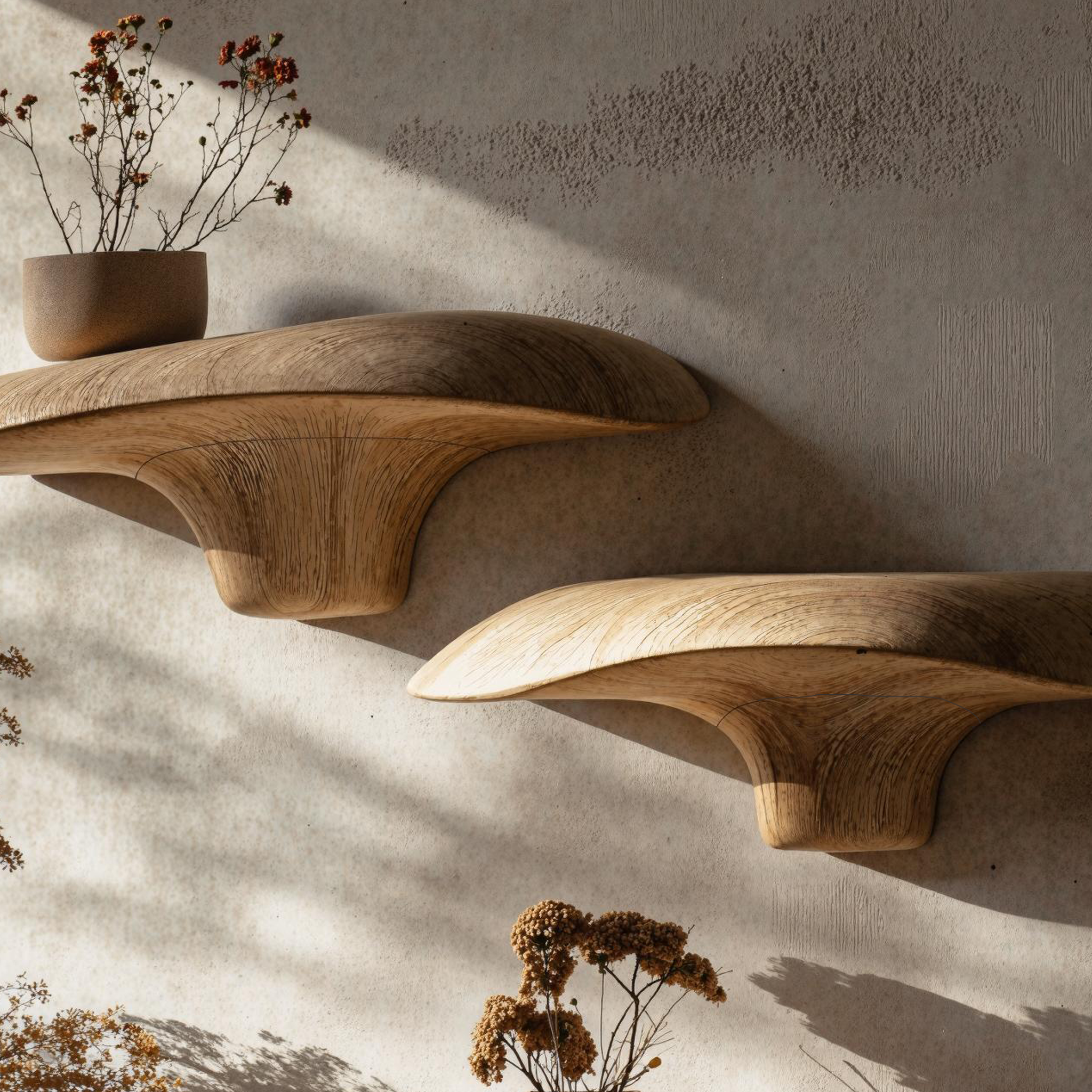 Handcrafted Wooden Mushroom Shelf For Cozy Spaces SILDTMR005