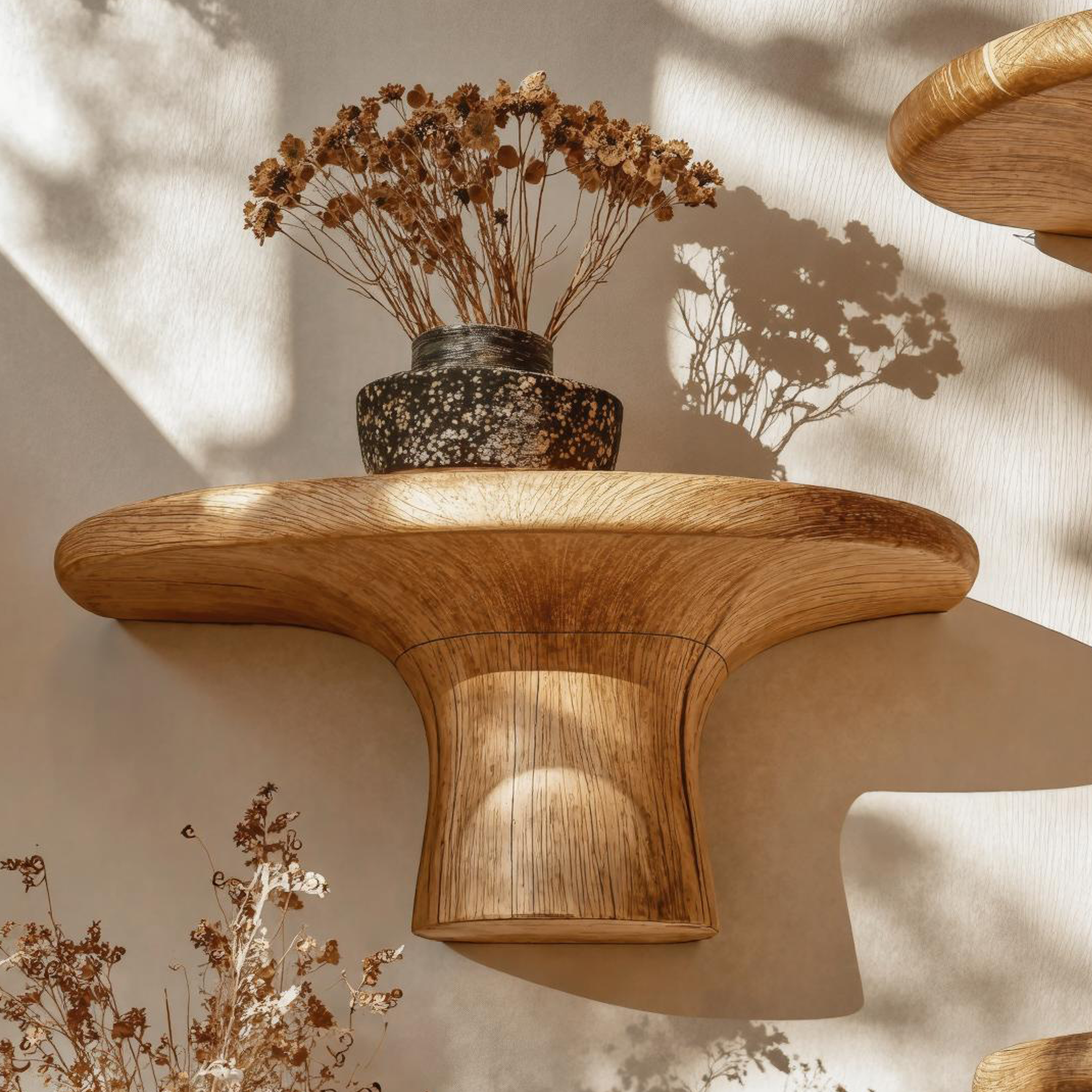 Handcrafted Wooden Mushroom Shelf For Decorative Items SILDTMR018