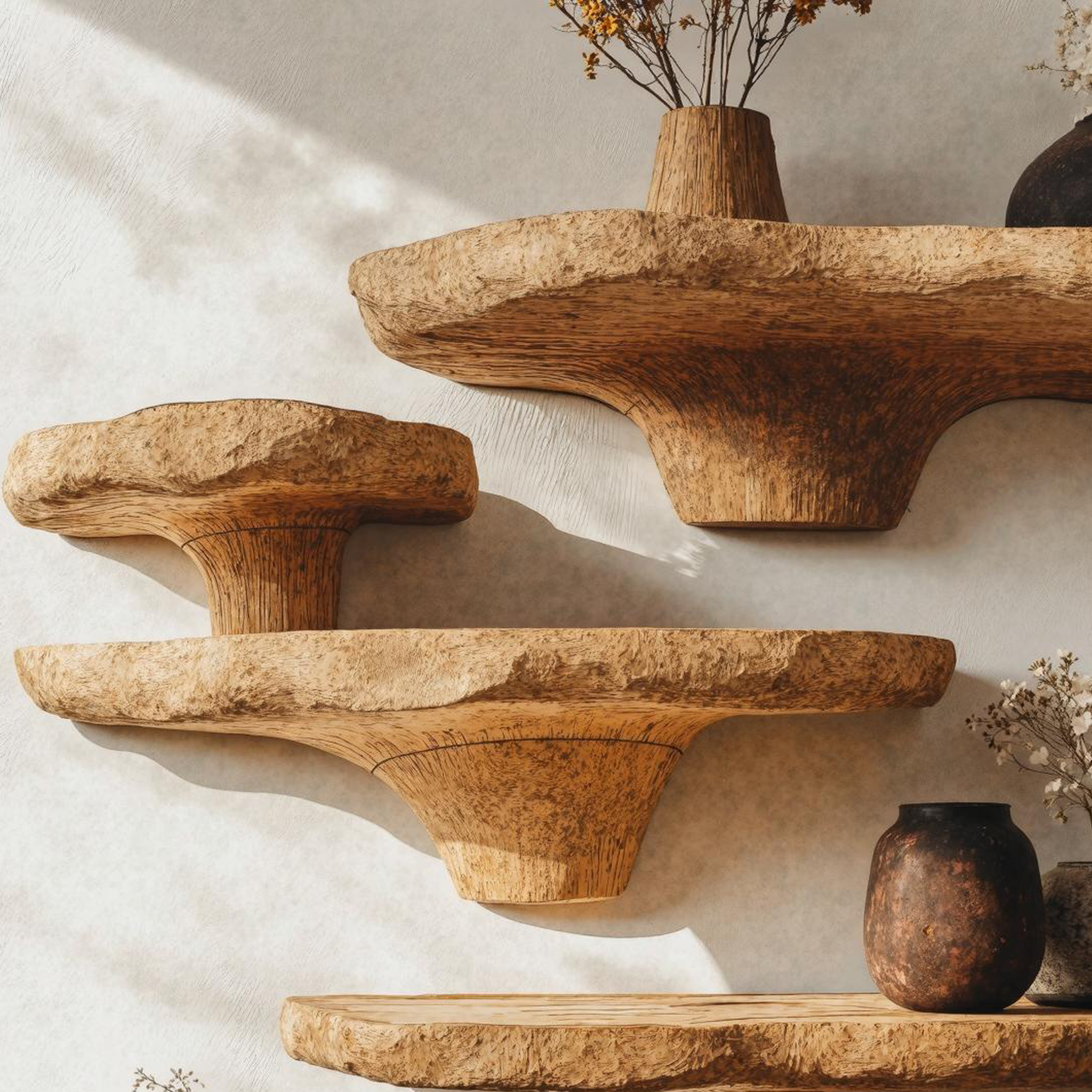 Stylish Wood Mushroom Shelf For Home Organization SILDTMR011