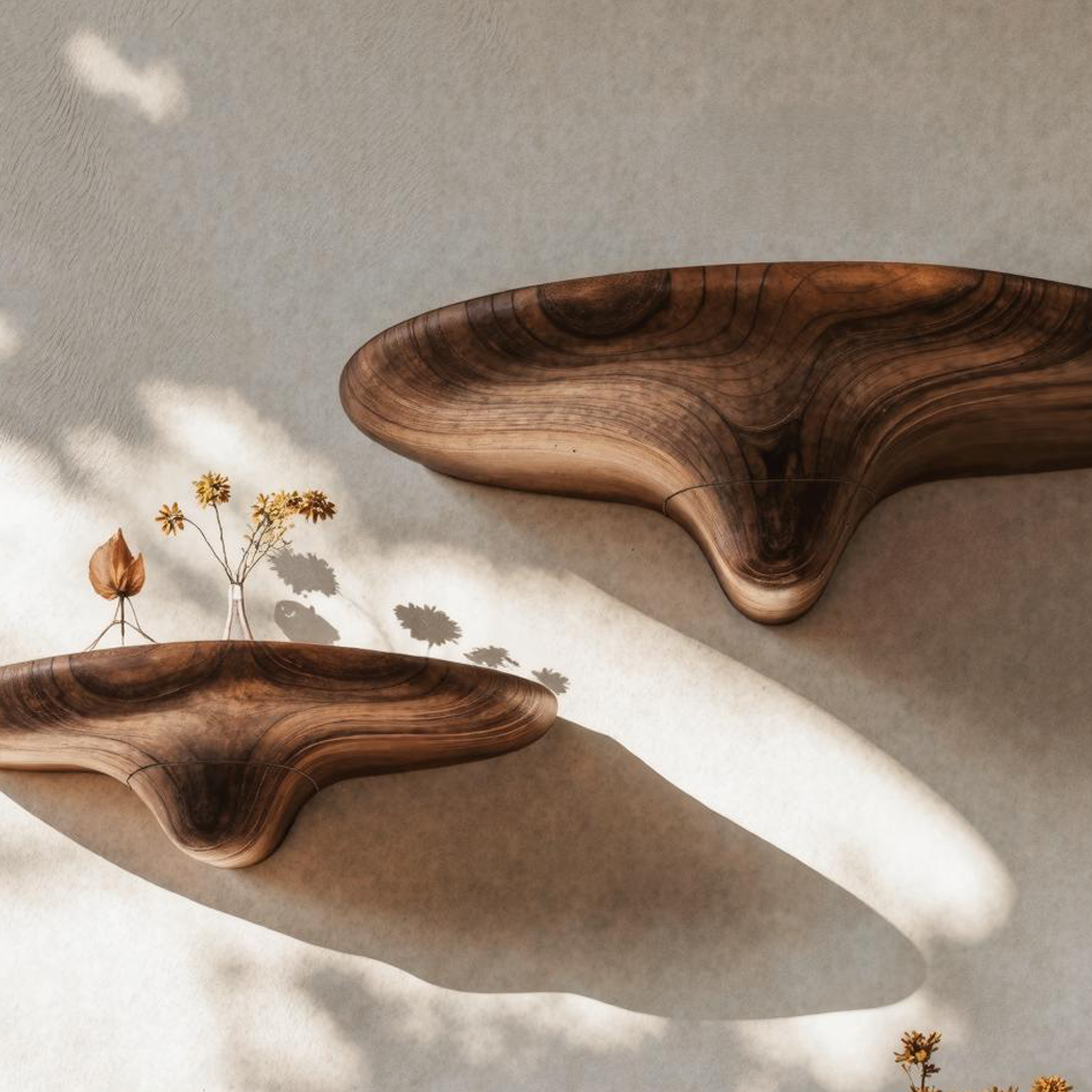 Artistic Mushroom Design Wooden Shelf For Stylish Decor SILDTMR017