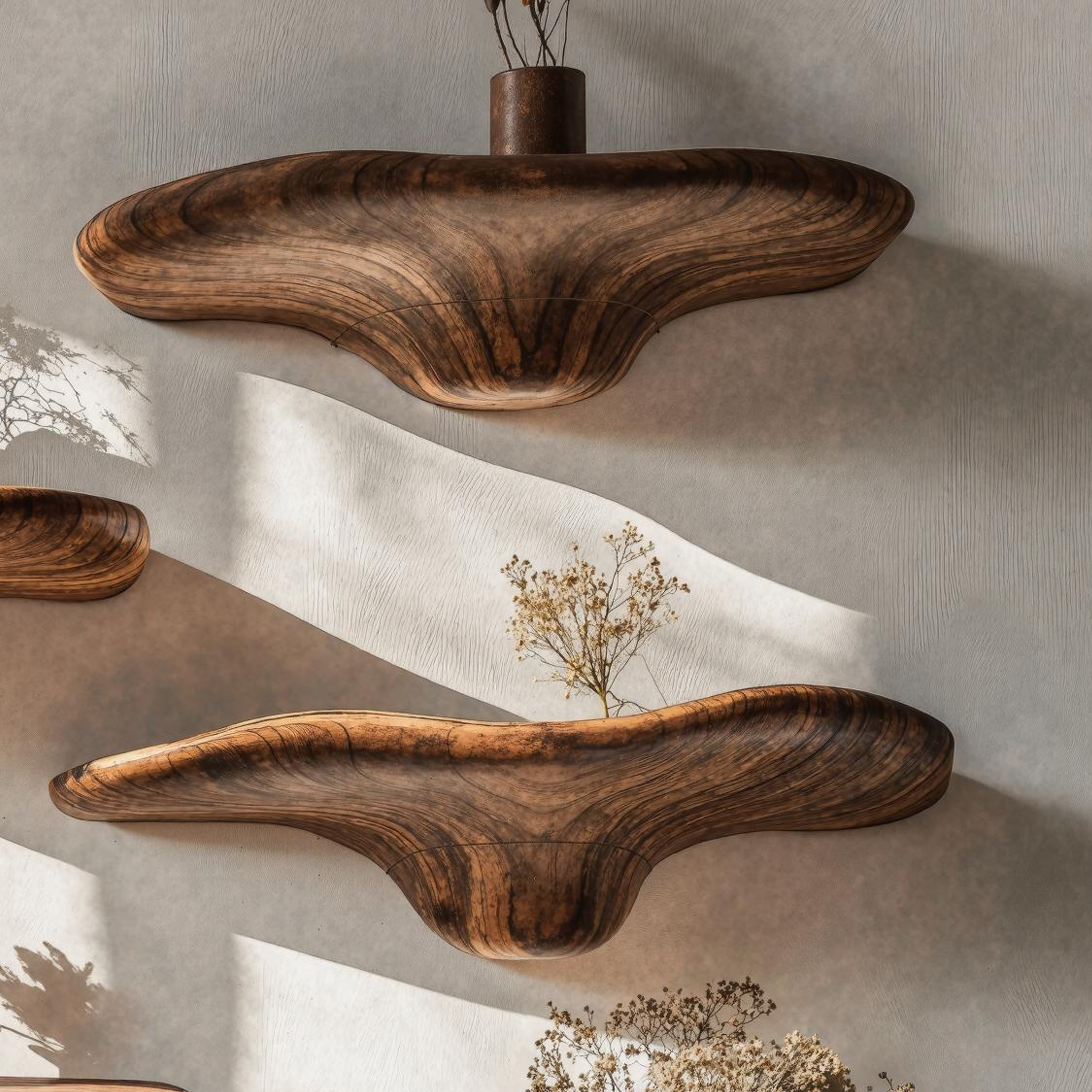 Floating Mushroom Shelf For Decorative Wooden Storage SILDTMR015