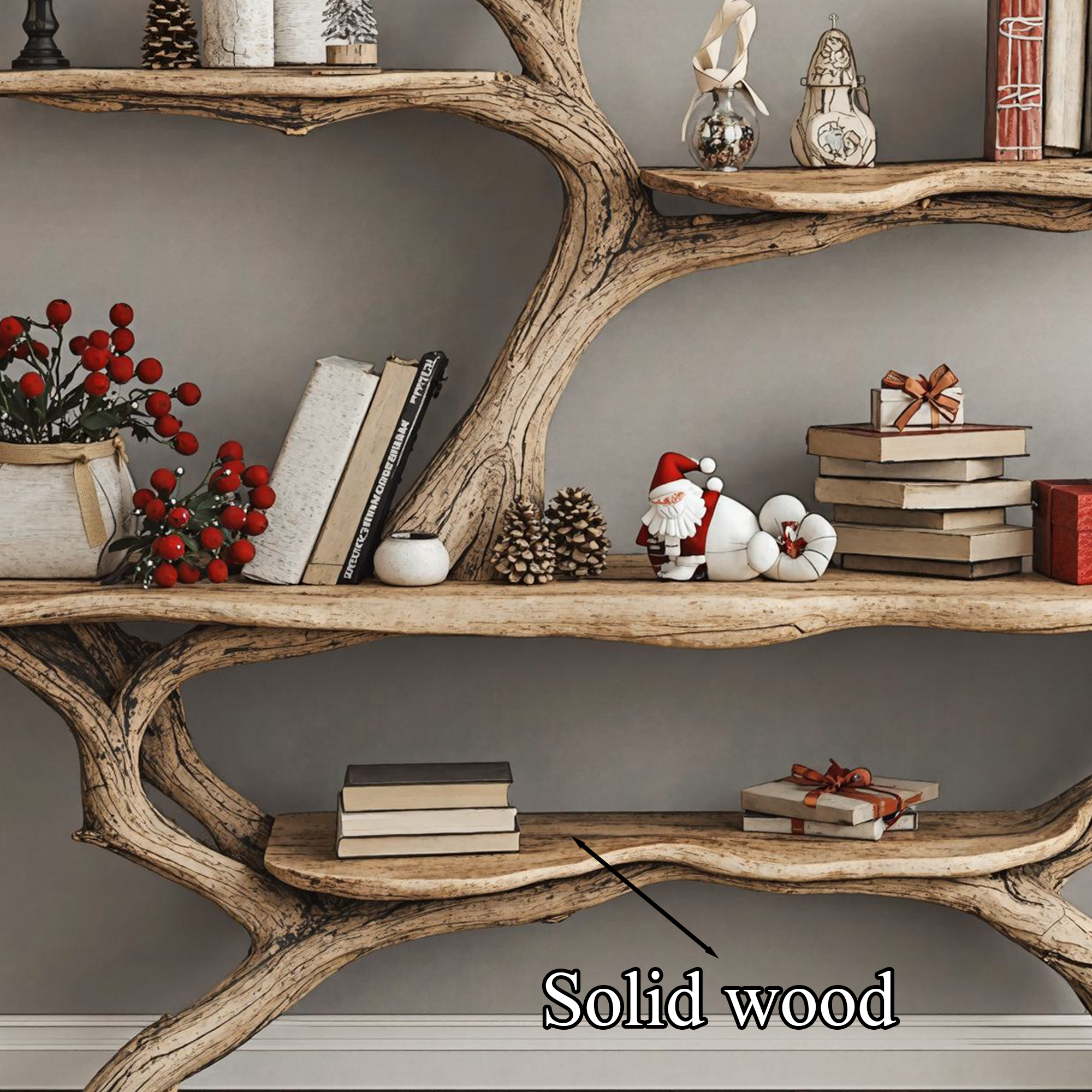 Custom Console Table With Driftwood Bookcase Tree Bookshelf SINLCM007