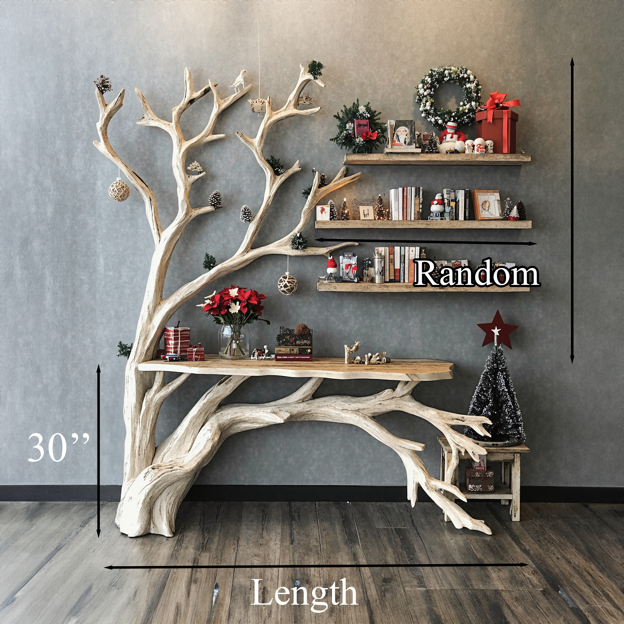 Live Edge Side Table With Tree Bookshelf Console Table SINLCM005