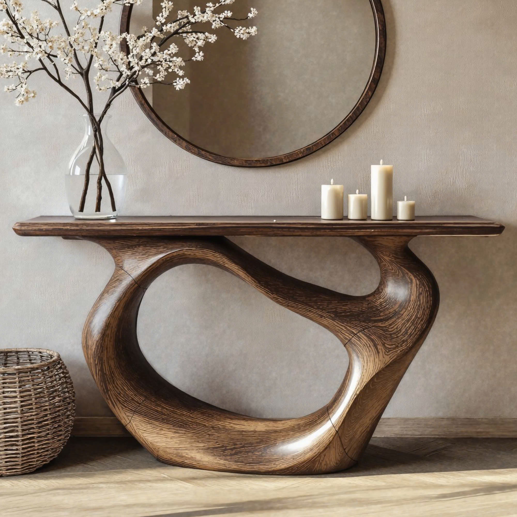 Console Table Handmade Natural Solid Wood Live Edge Table SINLCS044