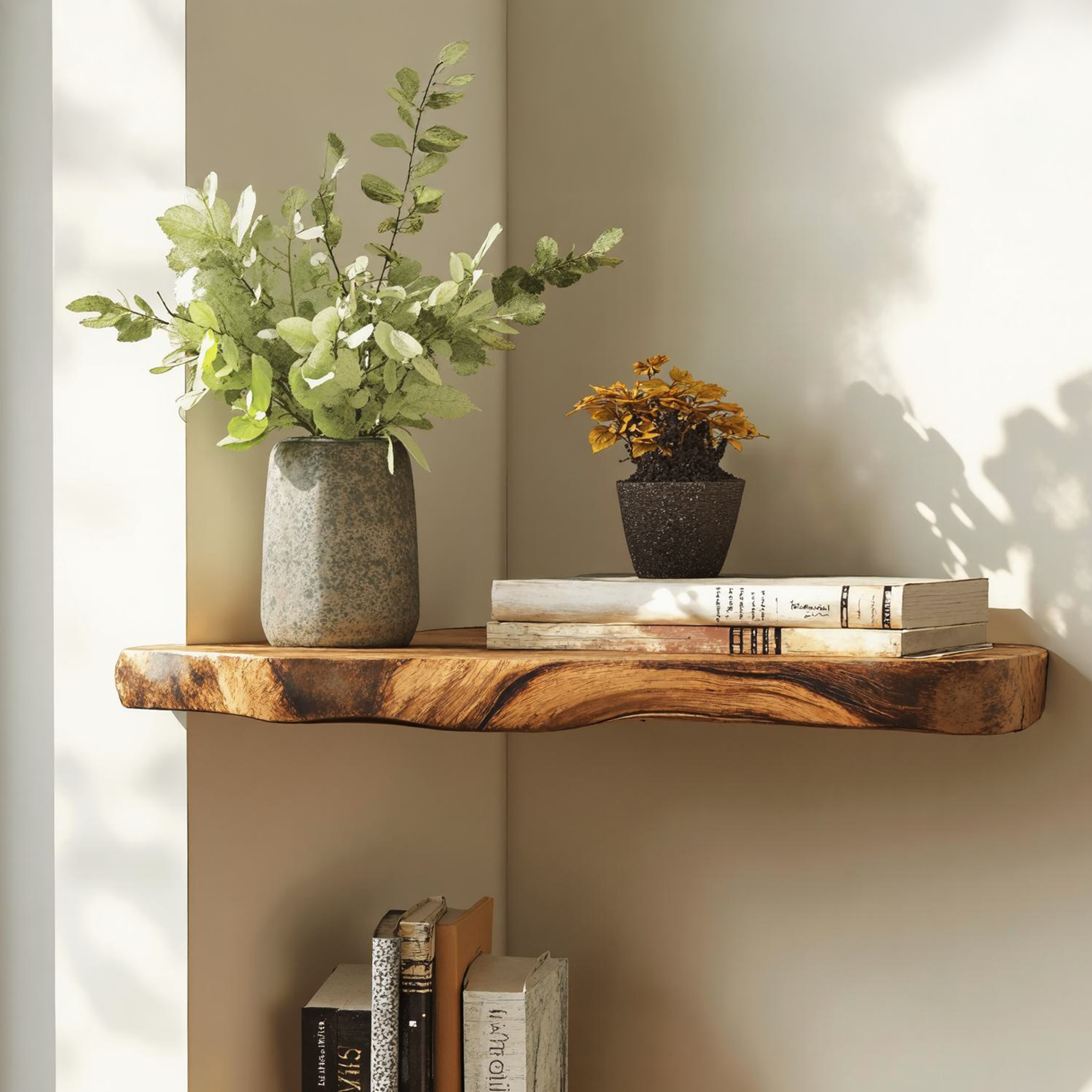 Modern Rustic Floating Corner Shelves For Living Room SILDTCN047