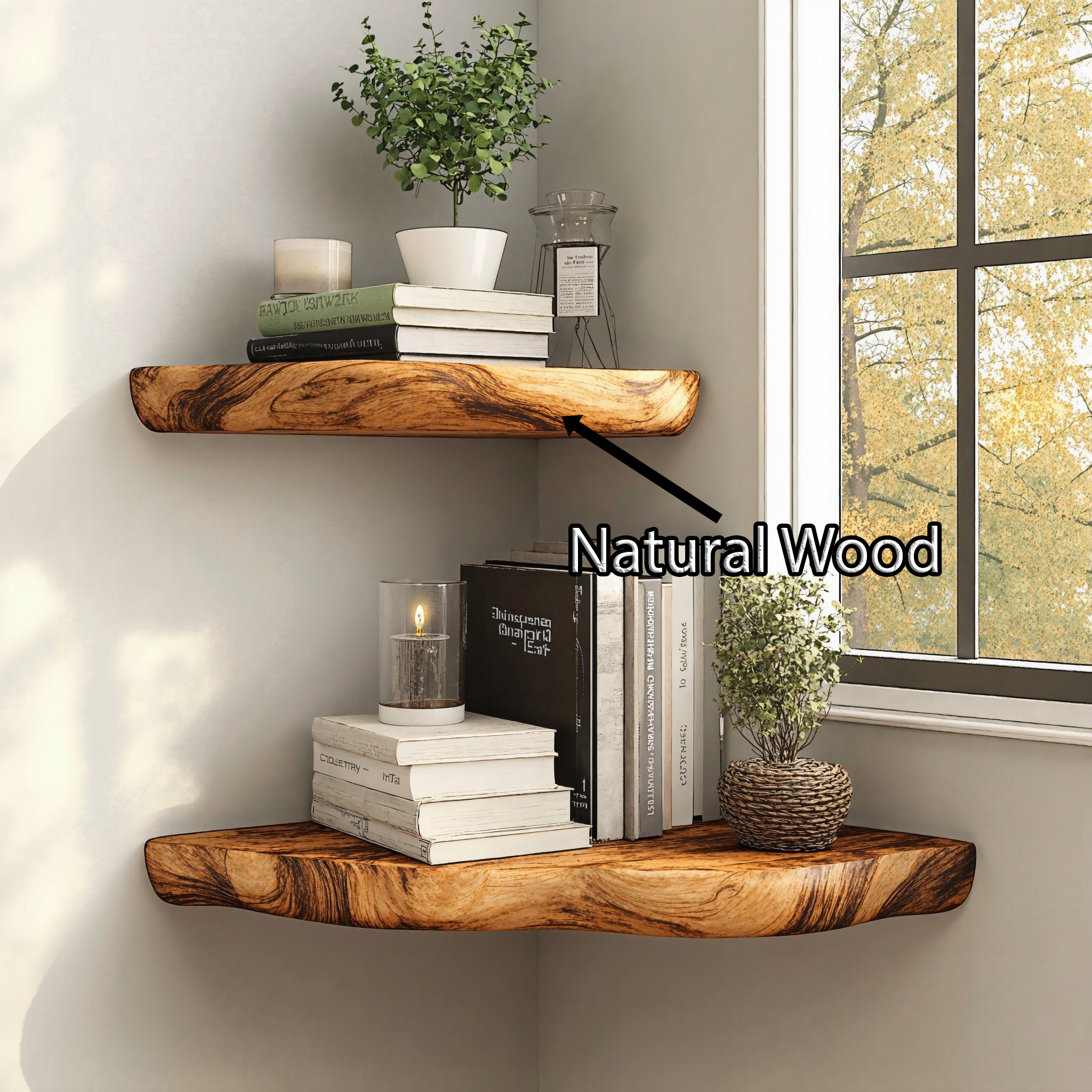 Farmhouse Wooden Floating Corner Shelf For Living Room SILDTCN053