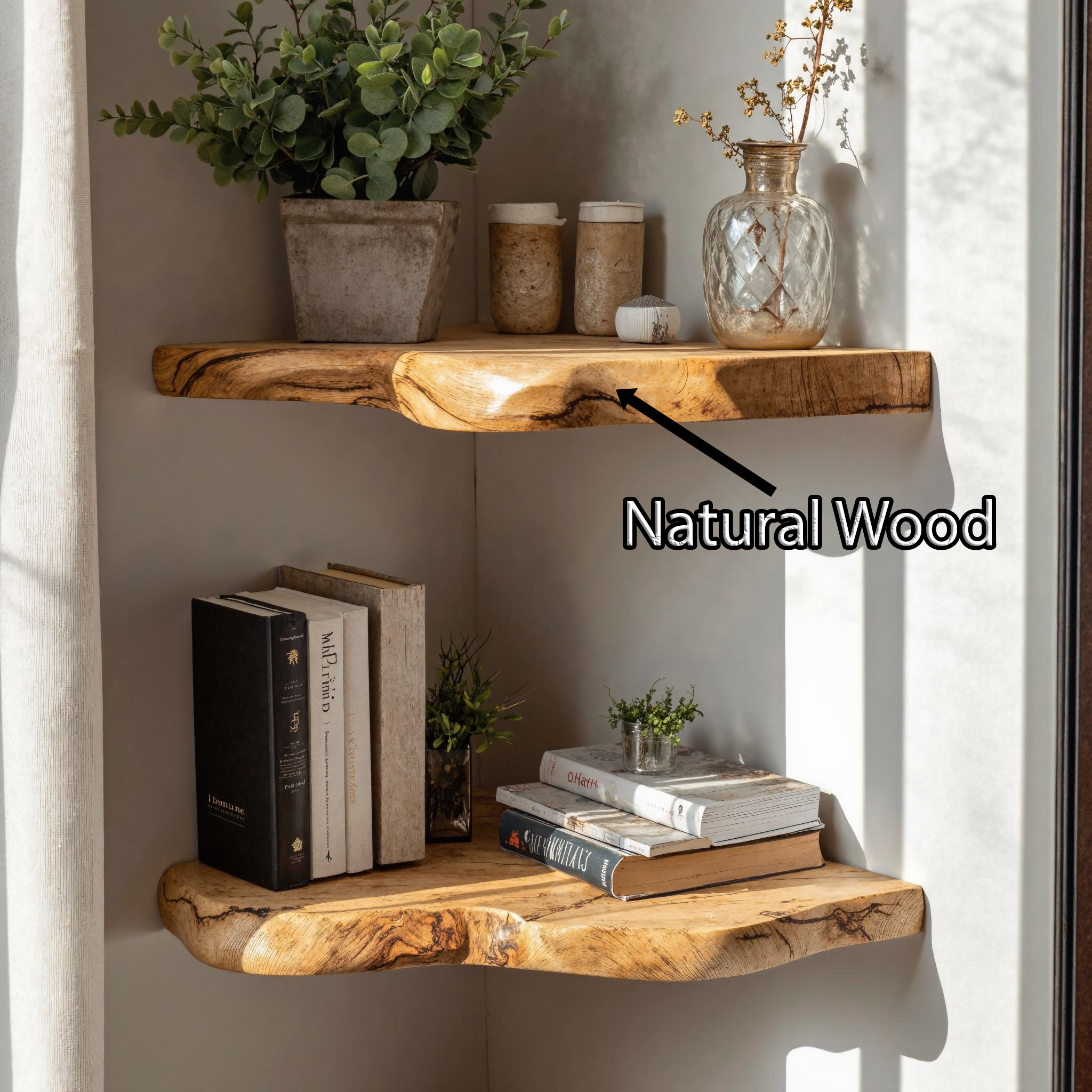 Live Edge Rustic Floating Corner Shelf For Home Storage SILDTCN054