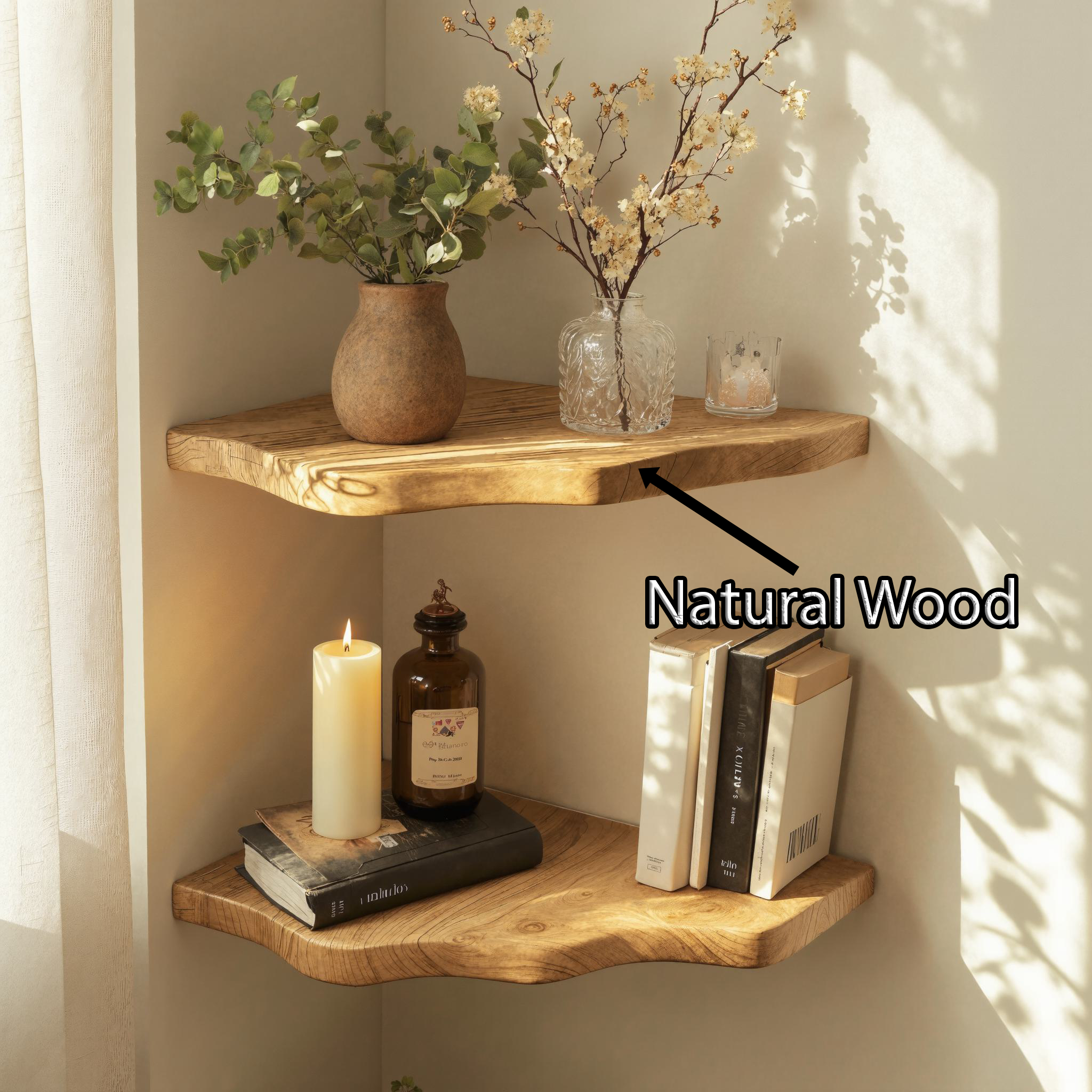 Custom Rustic Wooden Corner Shelves For Every Room SILDTCN057