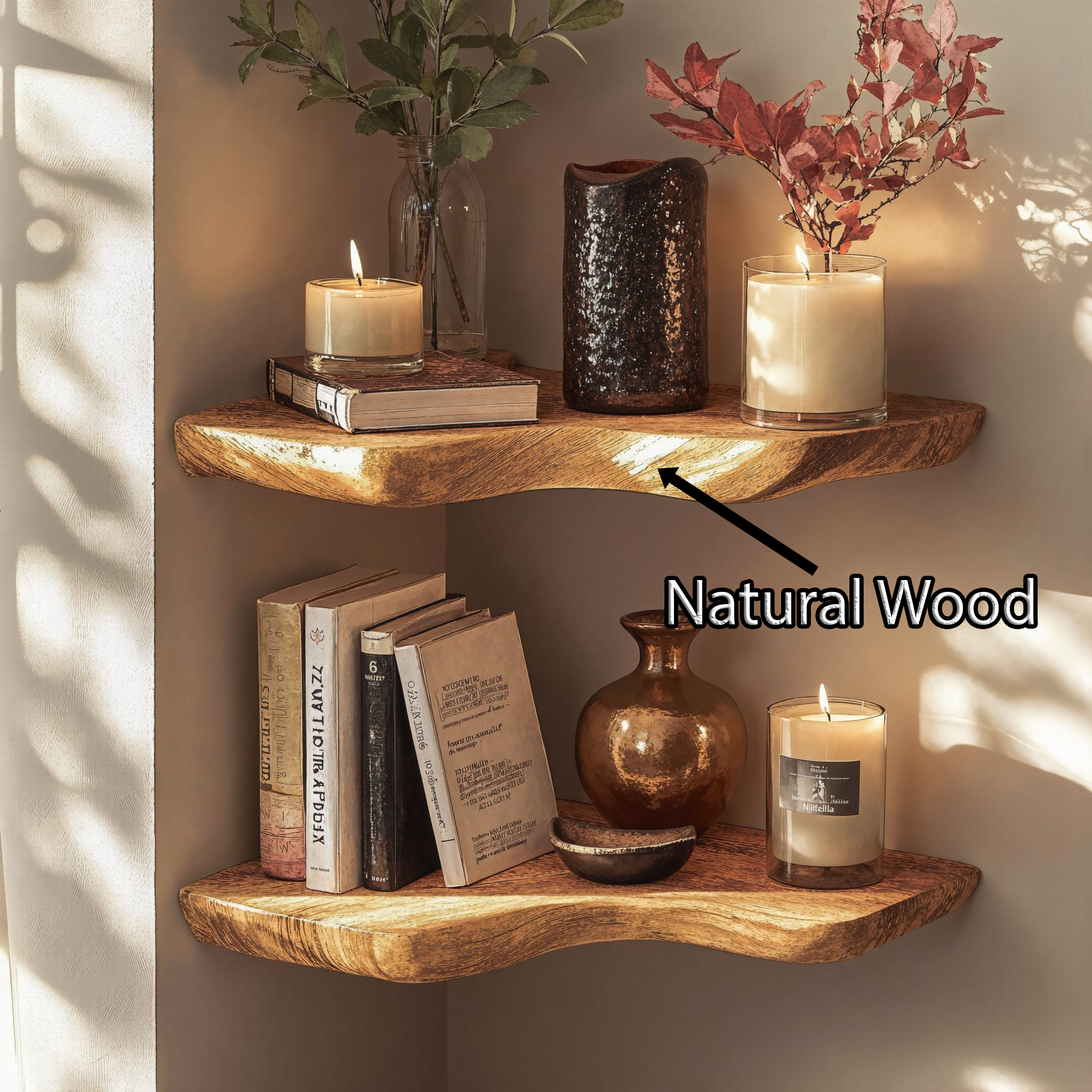 Farmhouse Live Edge Corner Shelf For Any Room SILDTCN049