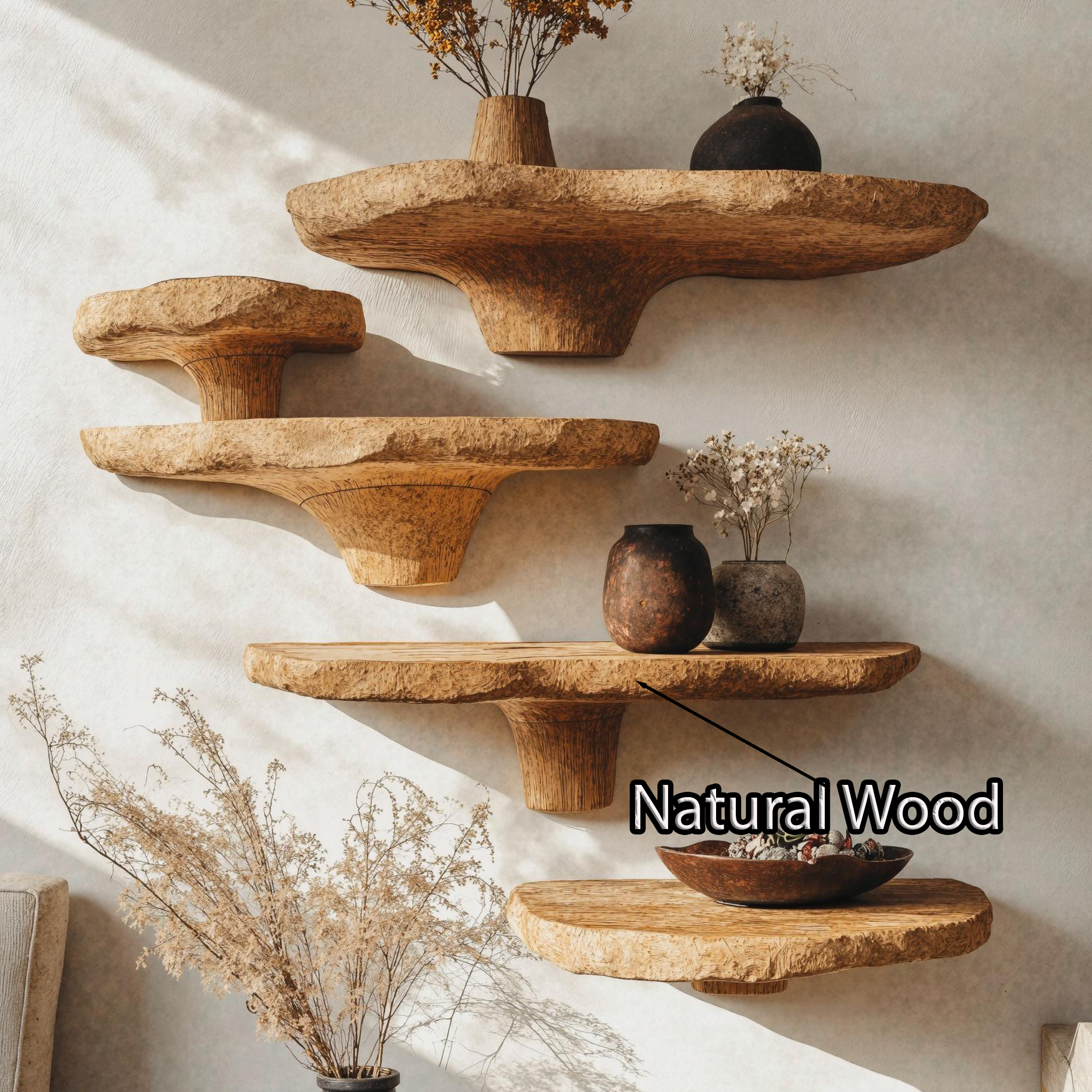 Stylish Wood Mushroom Shelf For Home Organization SILDTMR011