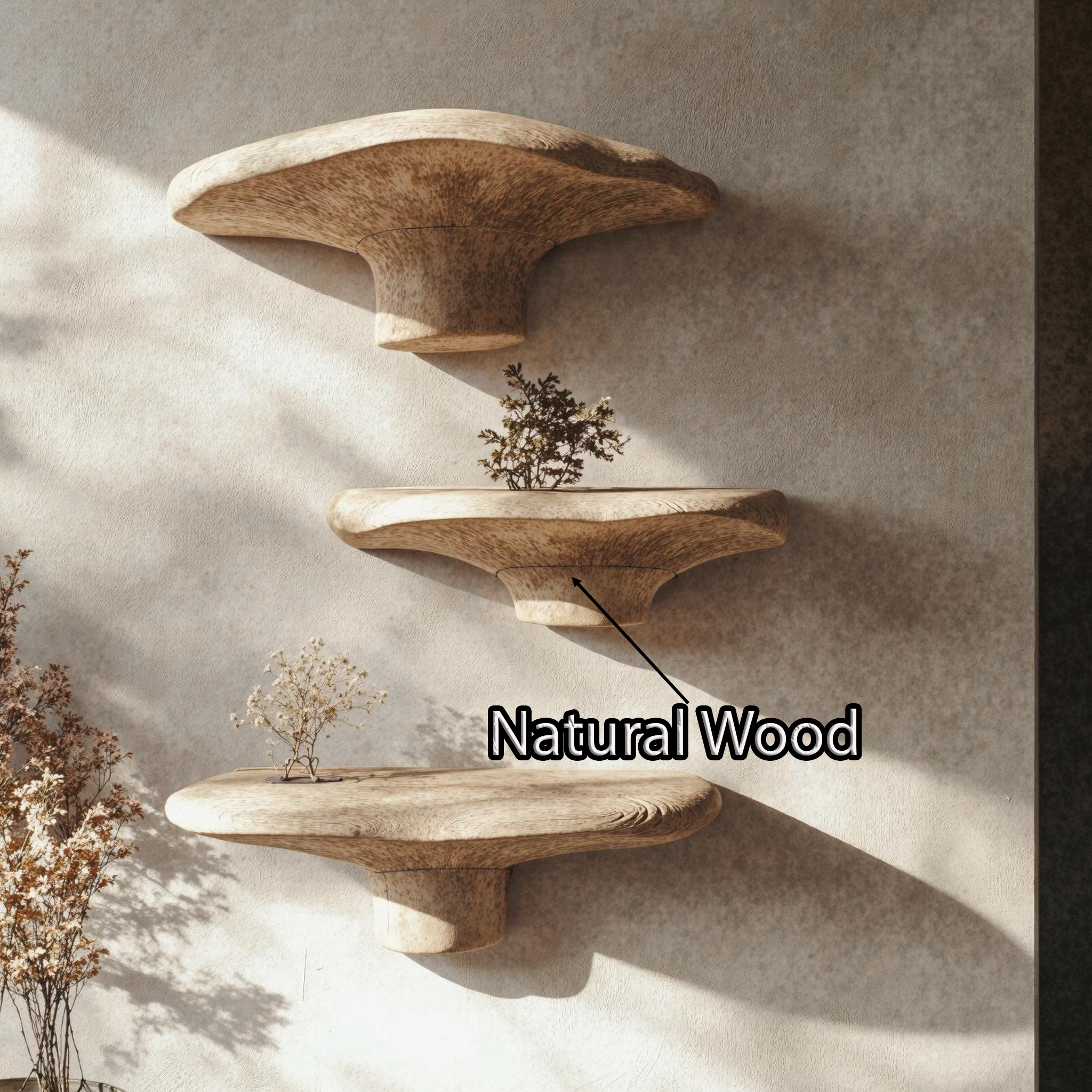 Customizable Wooden Mushroom Shelf For Home Styling SILDTMR007