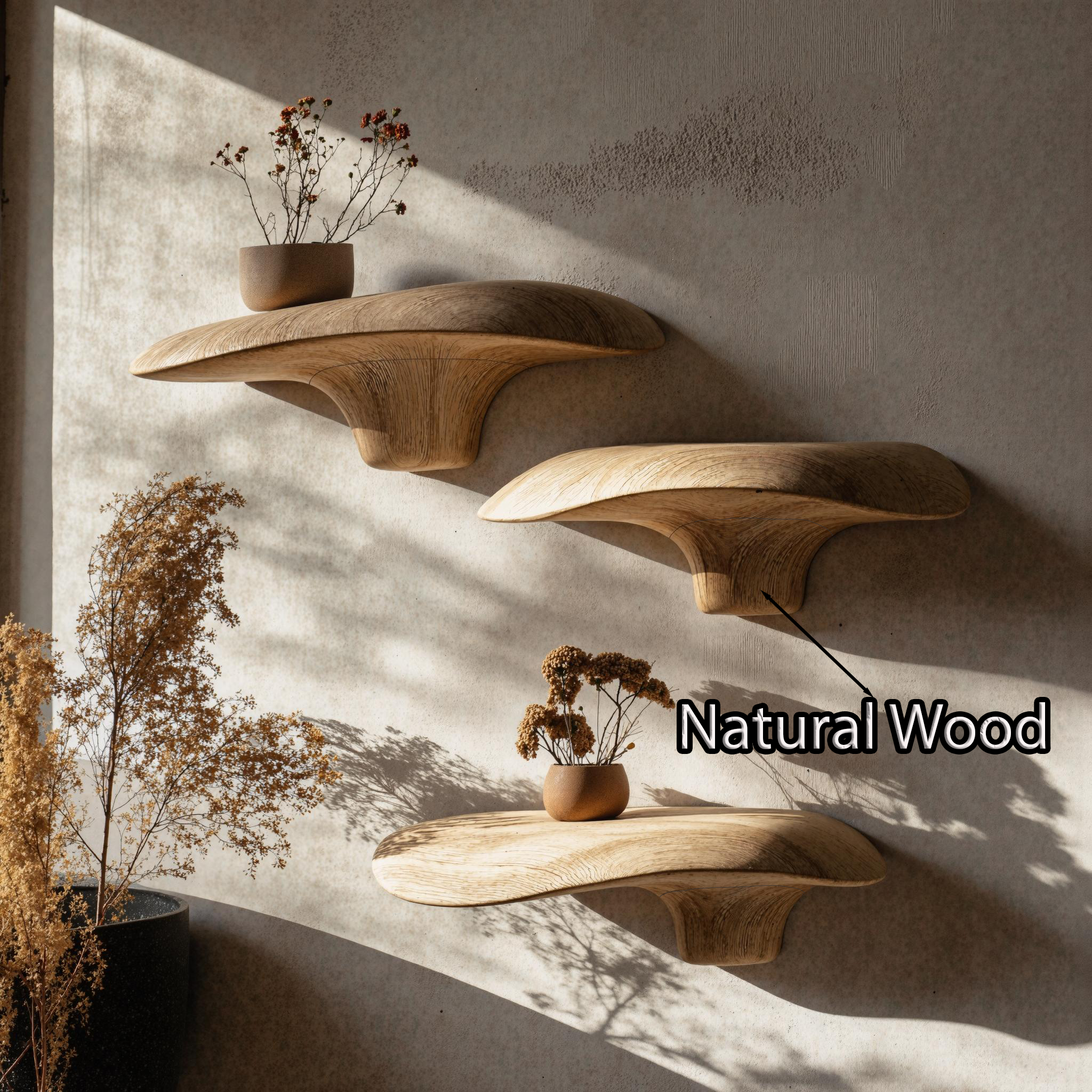 Handcrafted Wooden Mushroom Shelf For Cozy Spaces SILDTMR005