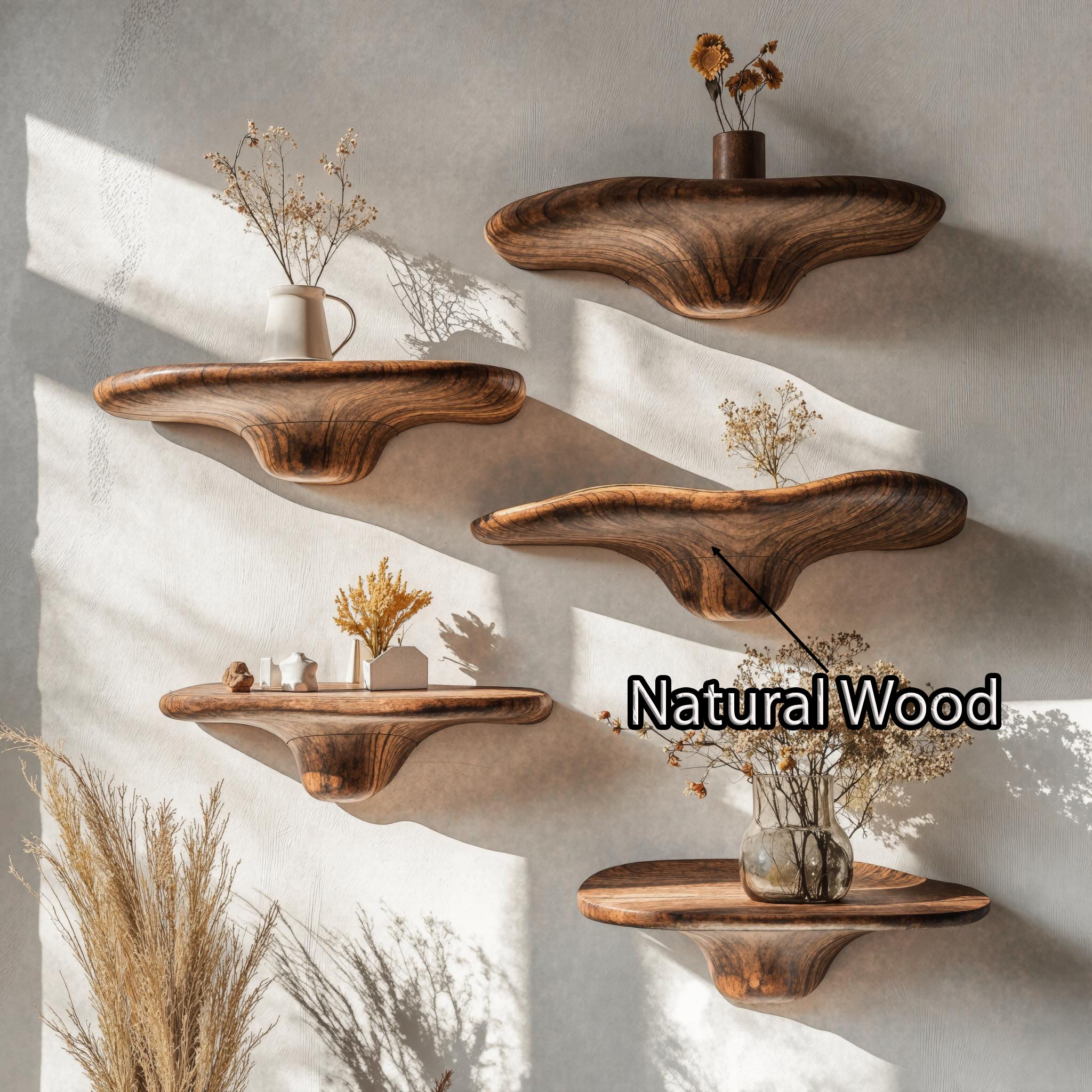 Floating Mushroom Shelf For Decorative Wooden Storage SILDTMR015