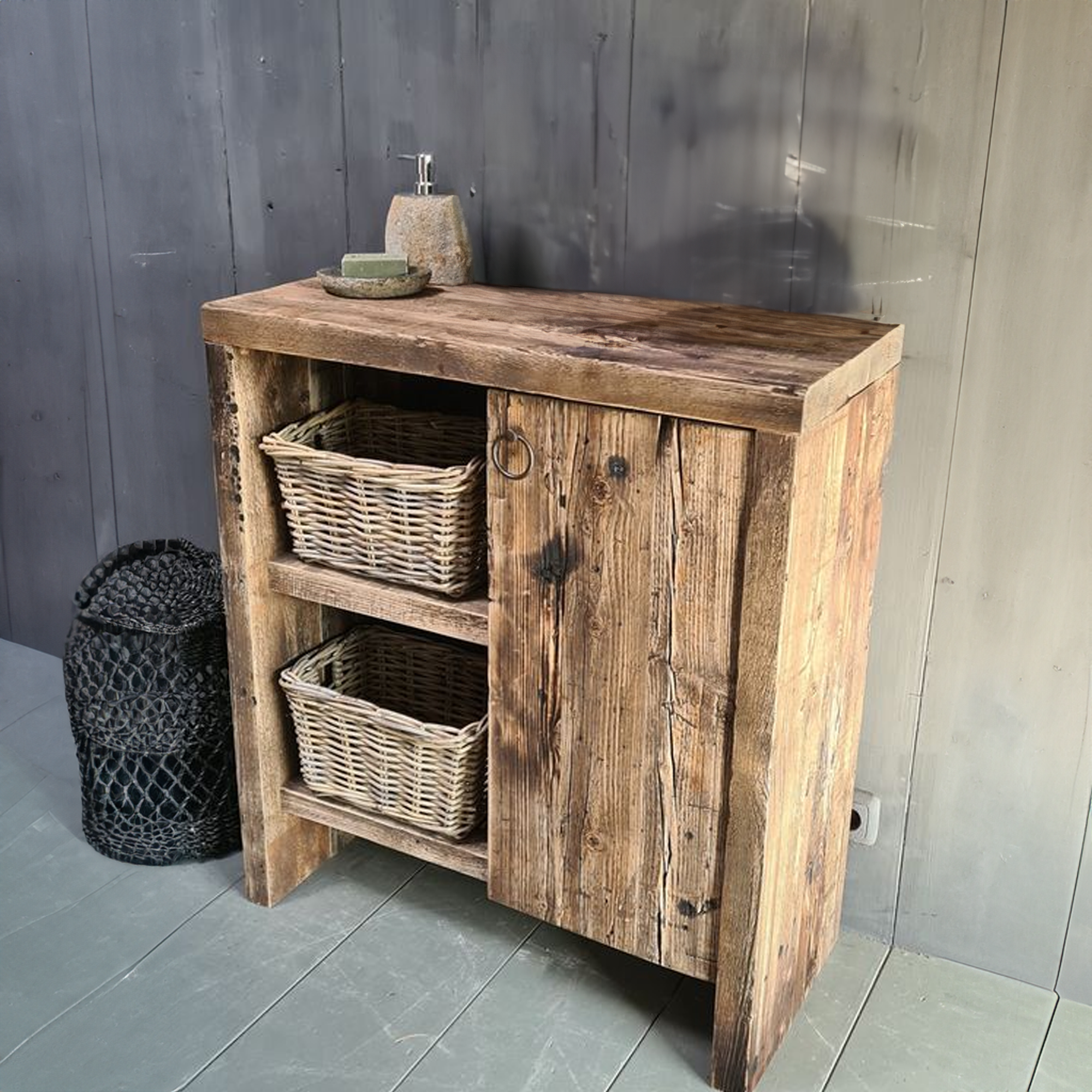 Rustic Wood Bathroom Vanity With Sink SINLBRV011