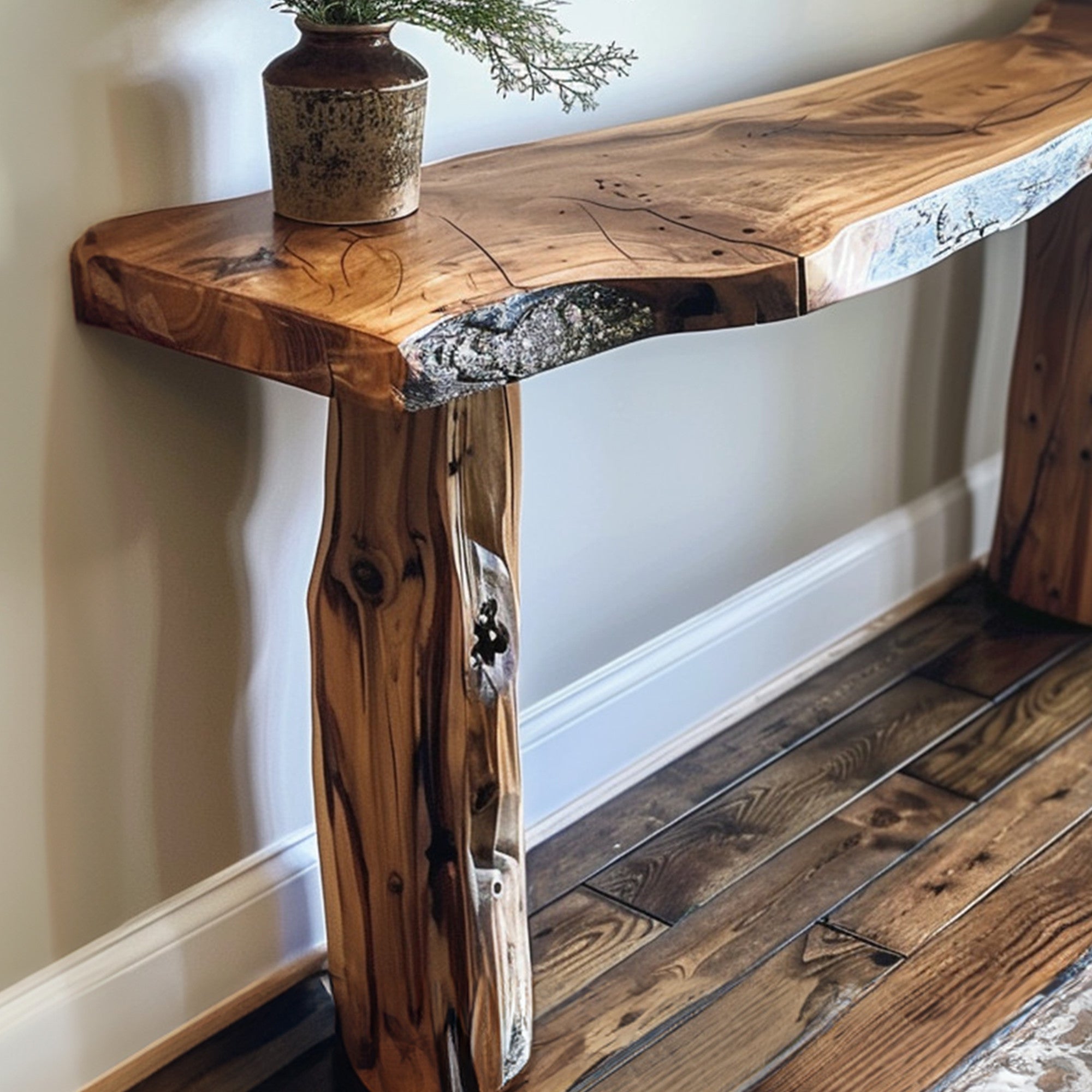 Rustic Side Table Dark Wood Console Table SINLCS030