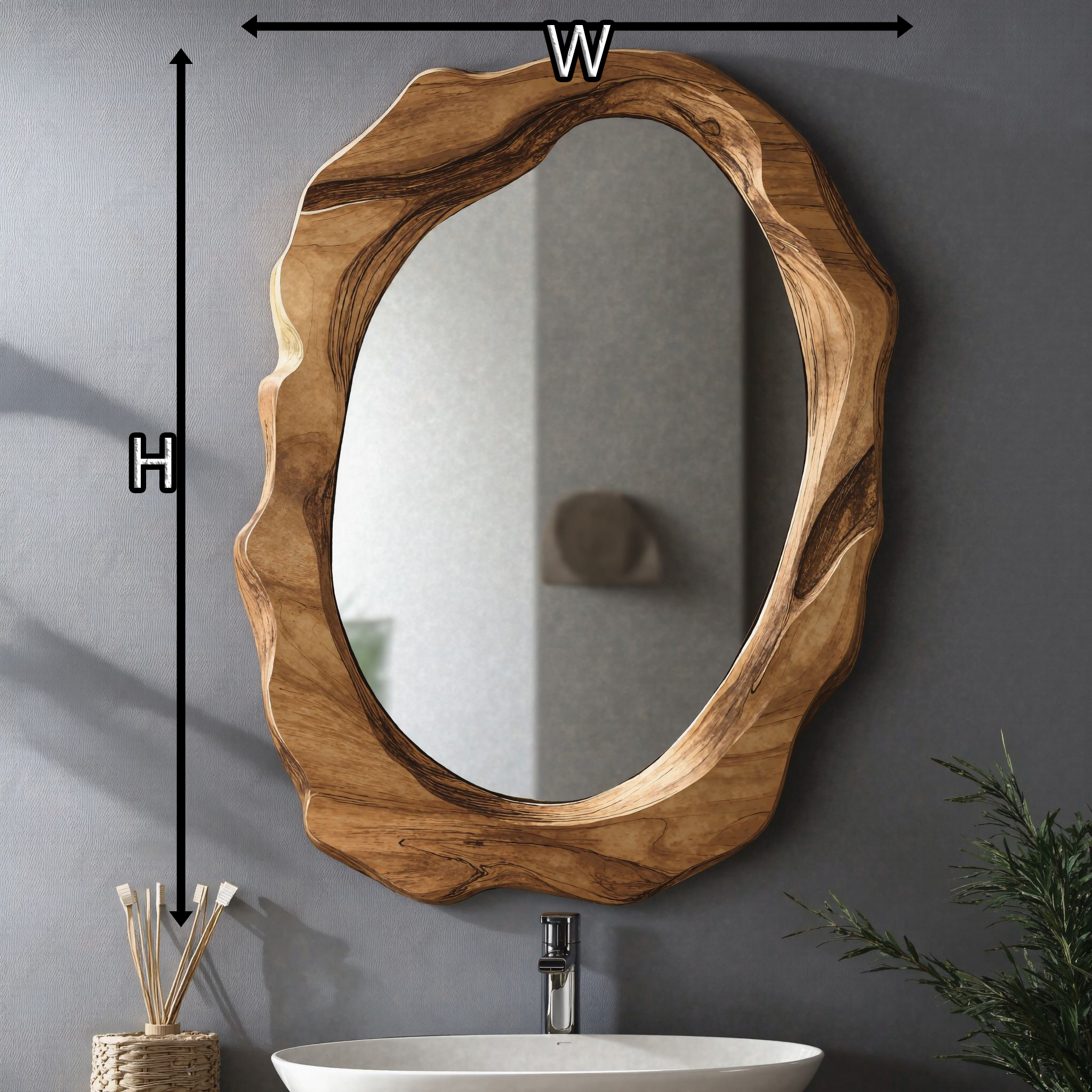 Rustic Wooden Framed Wall Mirror SILDTMI001