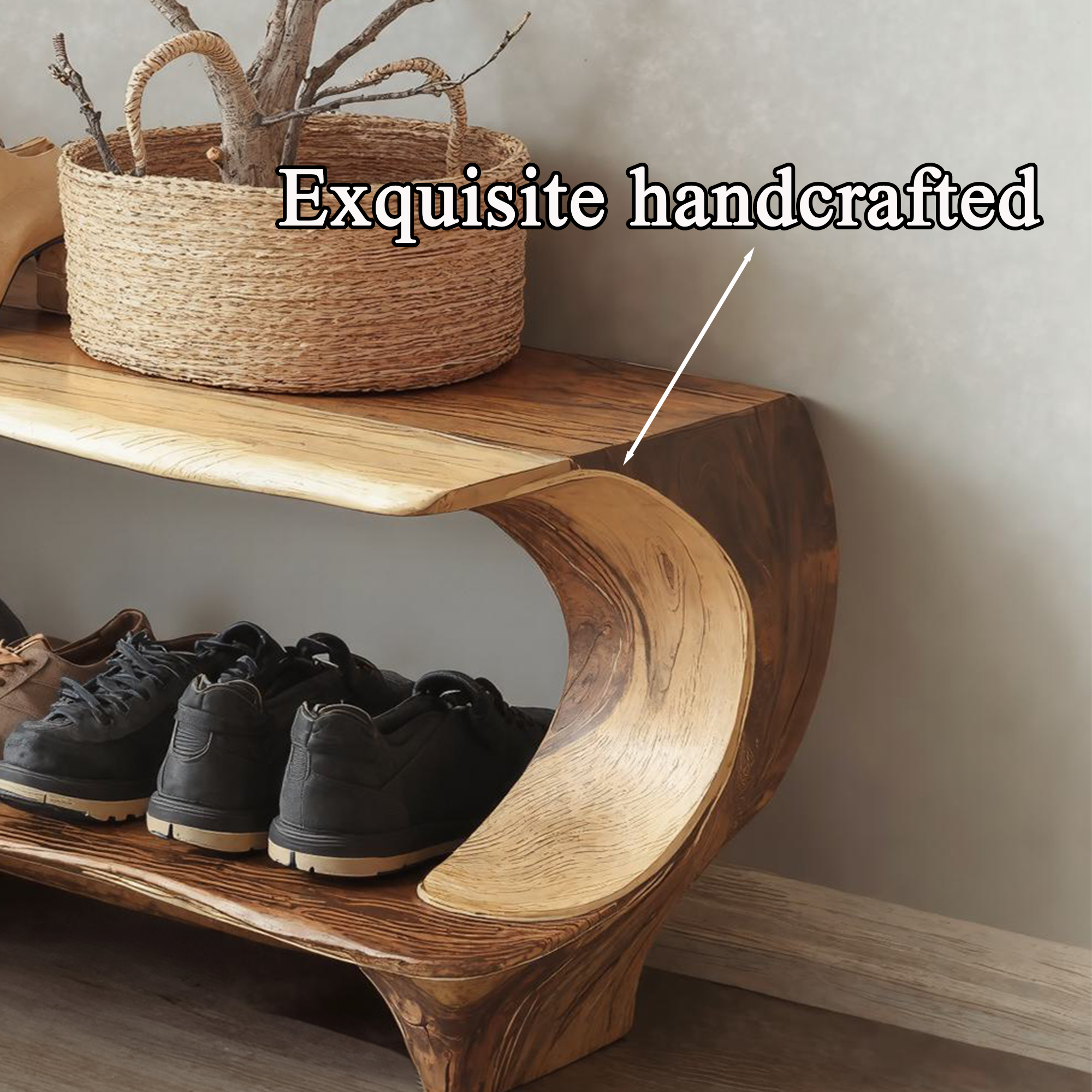 Solid Wood Entryway Narrow Shoe Rack Bench SINLSB005