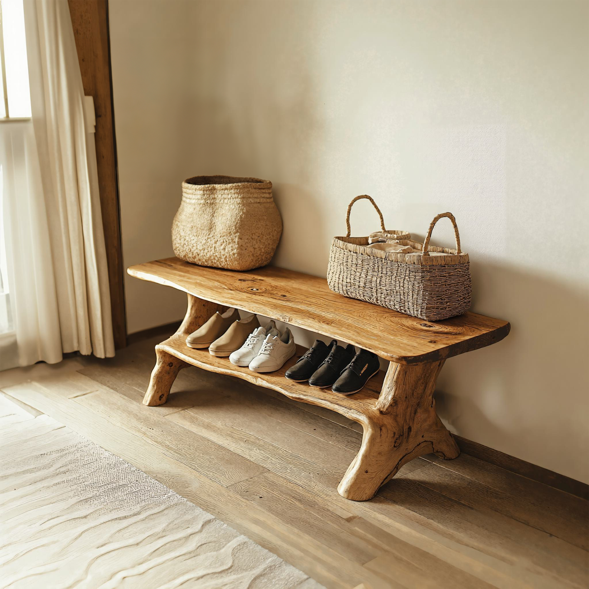 Handmade Hallway Bench Shoe Rack SINLSB001