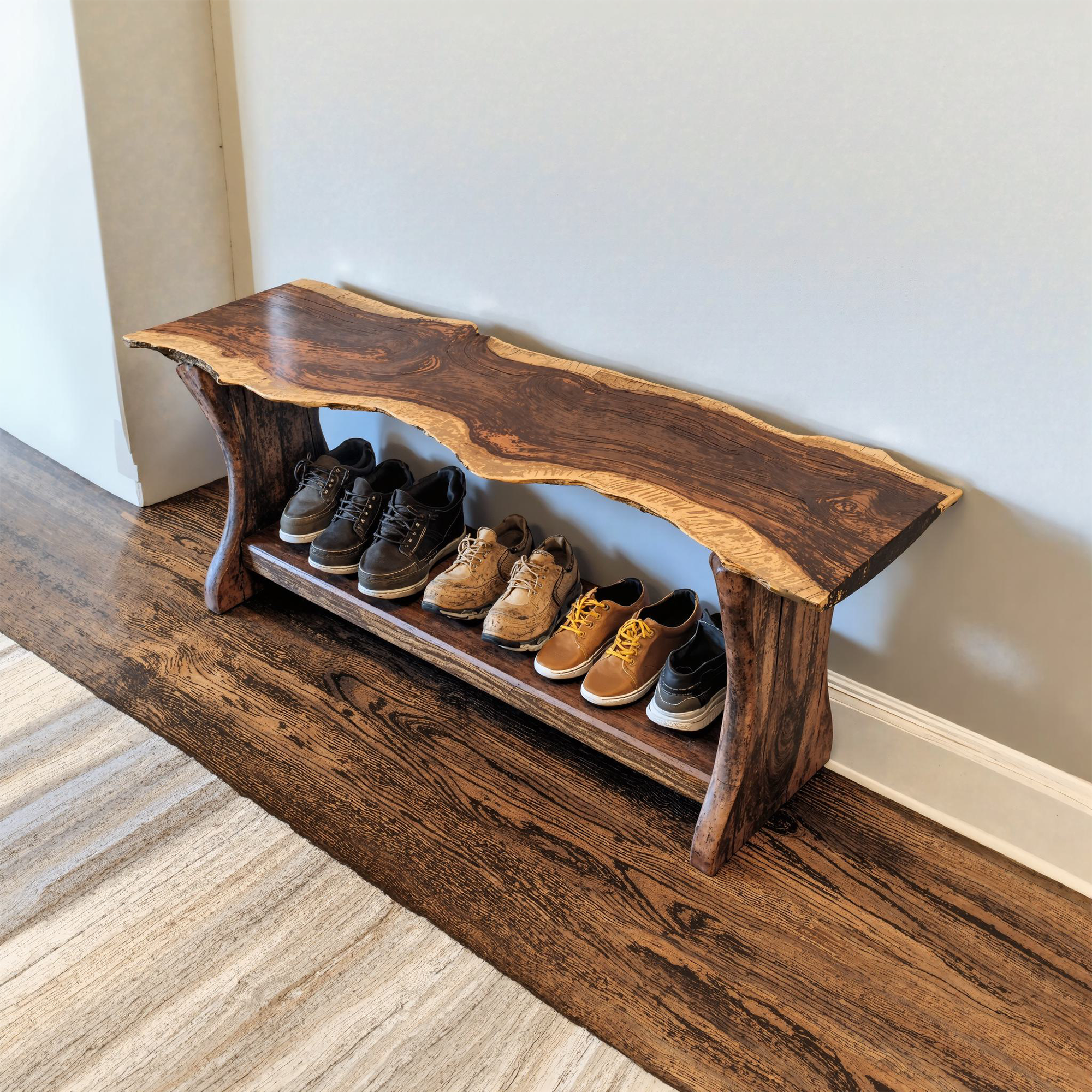 Solid Wood Entry Shoe Rack Bench Custom Side Table Bench SINLSB003