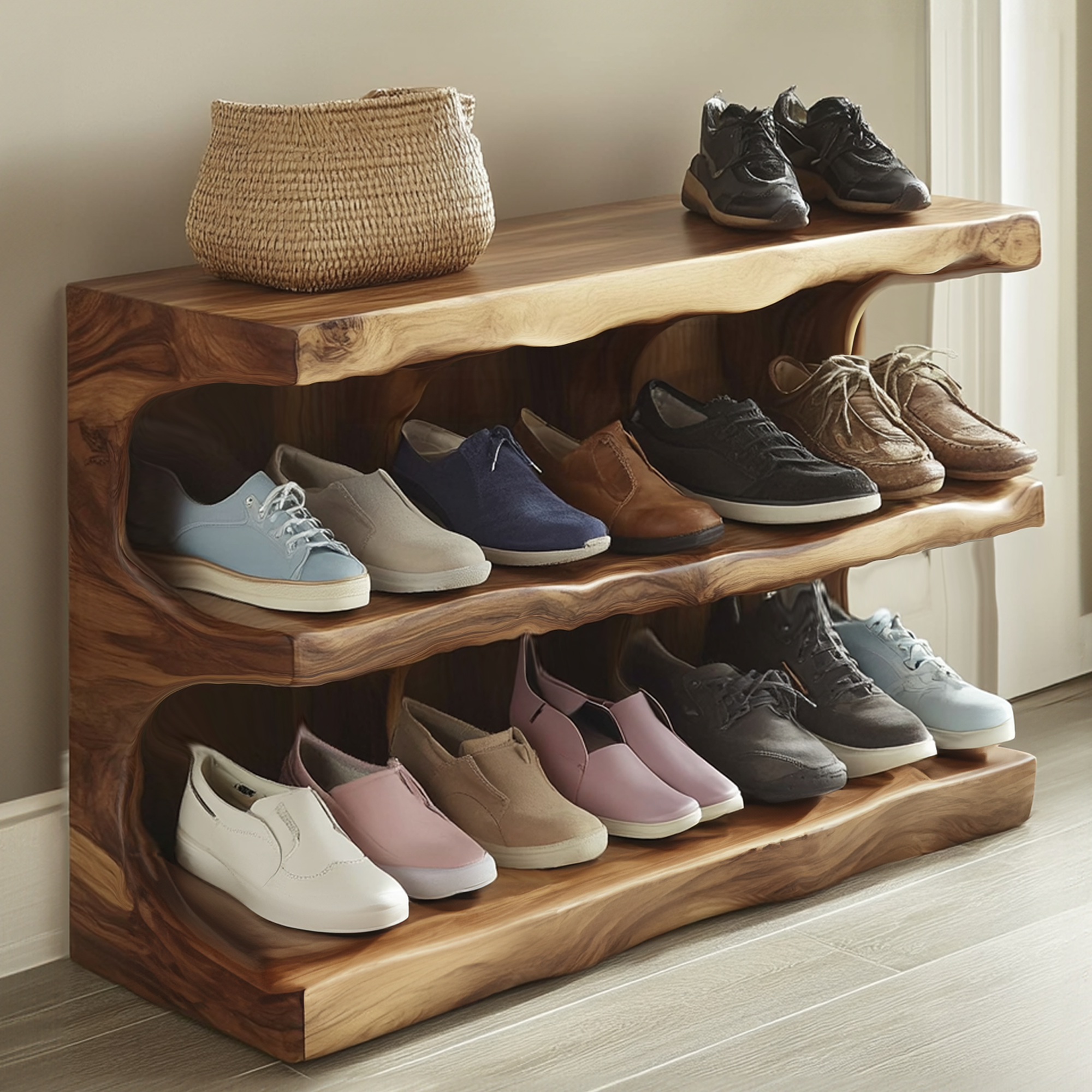 Handmade Hallway Bench Shoe Rack Livingroom Furniture SINLSB009