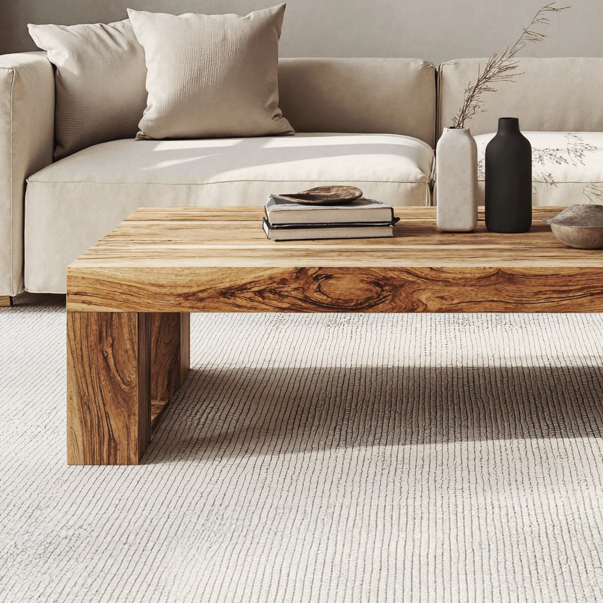 Minimalist Wood Coffee Table Family Room Clean Modern Look SILDTCF116