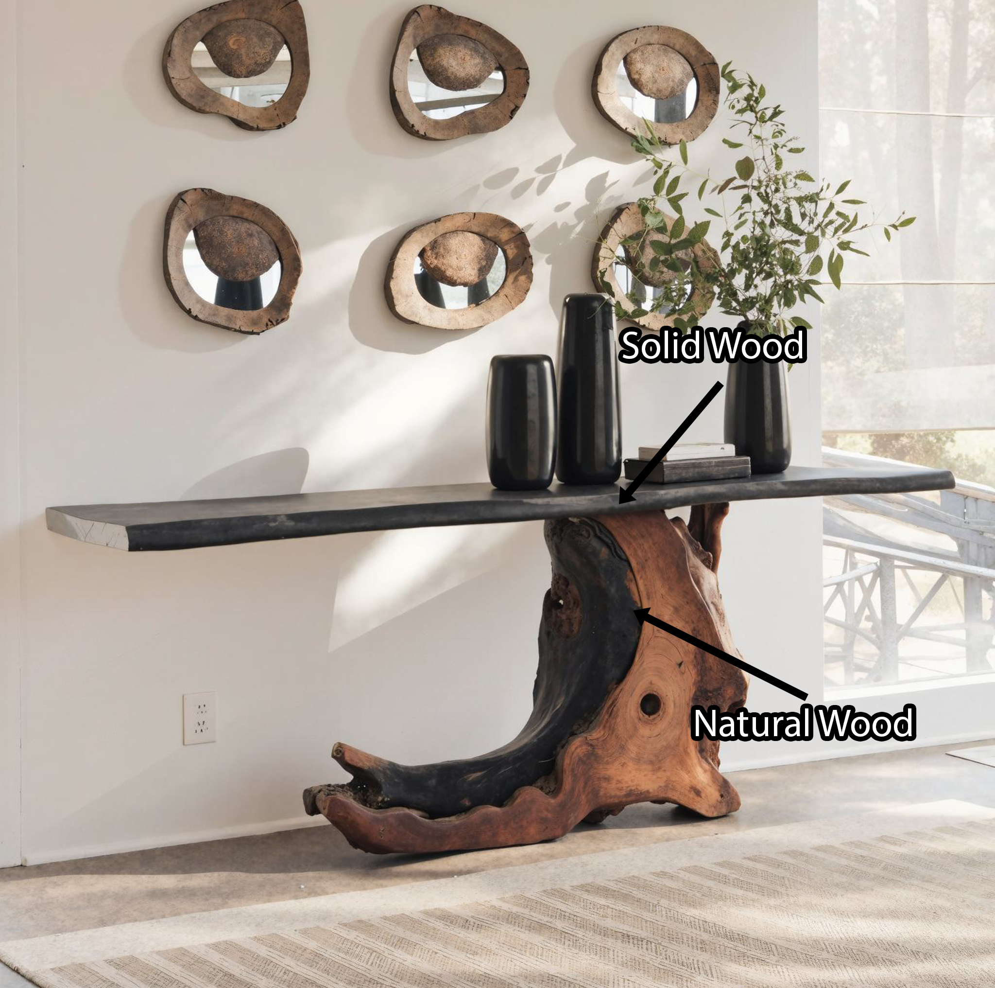 Wood Console Table Cantilevered Side Table SILDTCS145