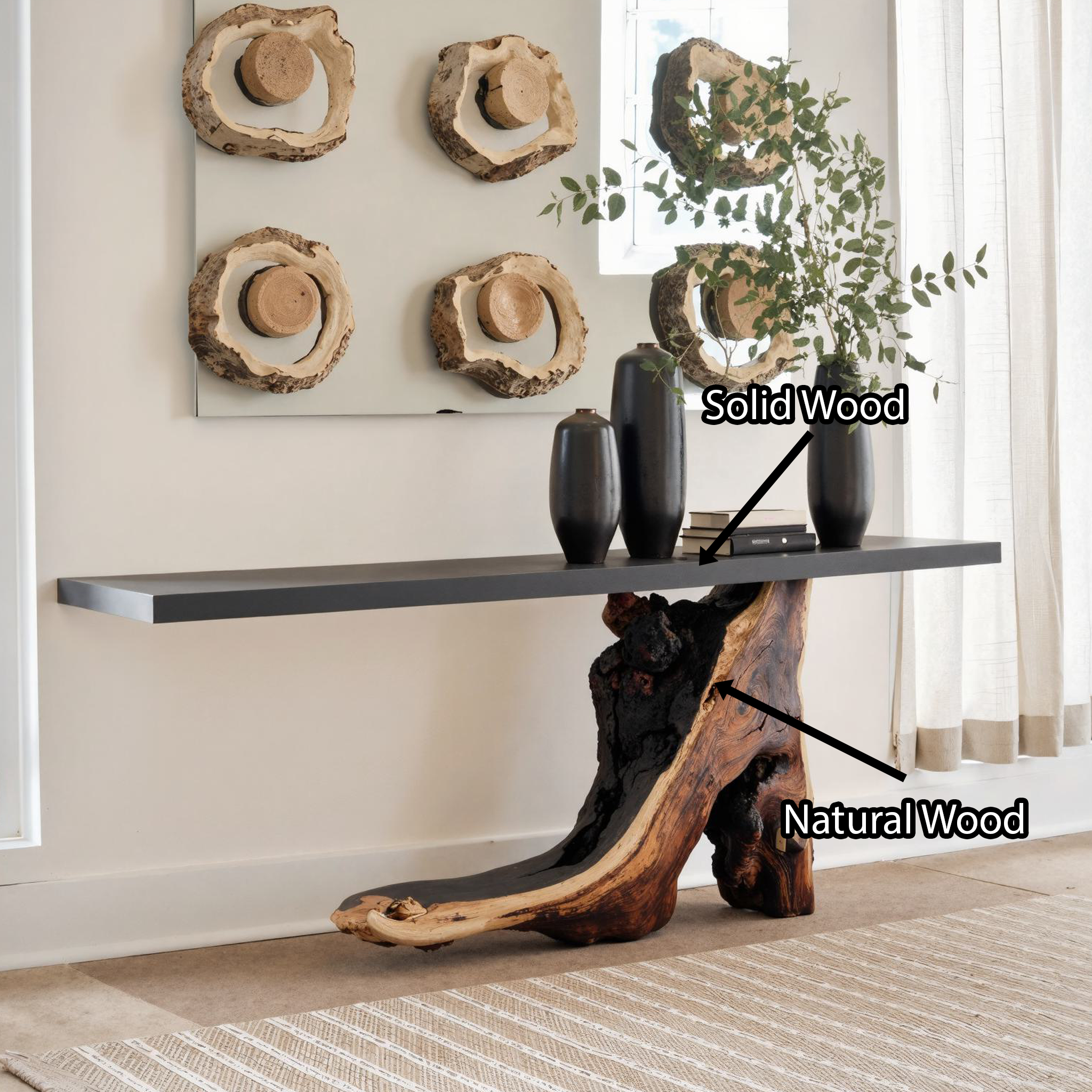 Wood Cantilevered Console Table Entryway SILDTCS146