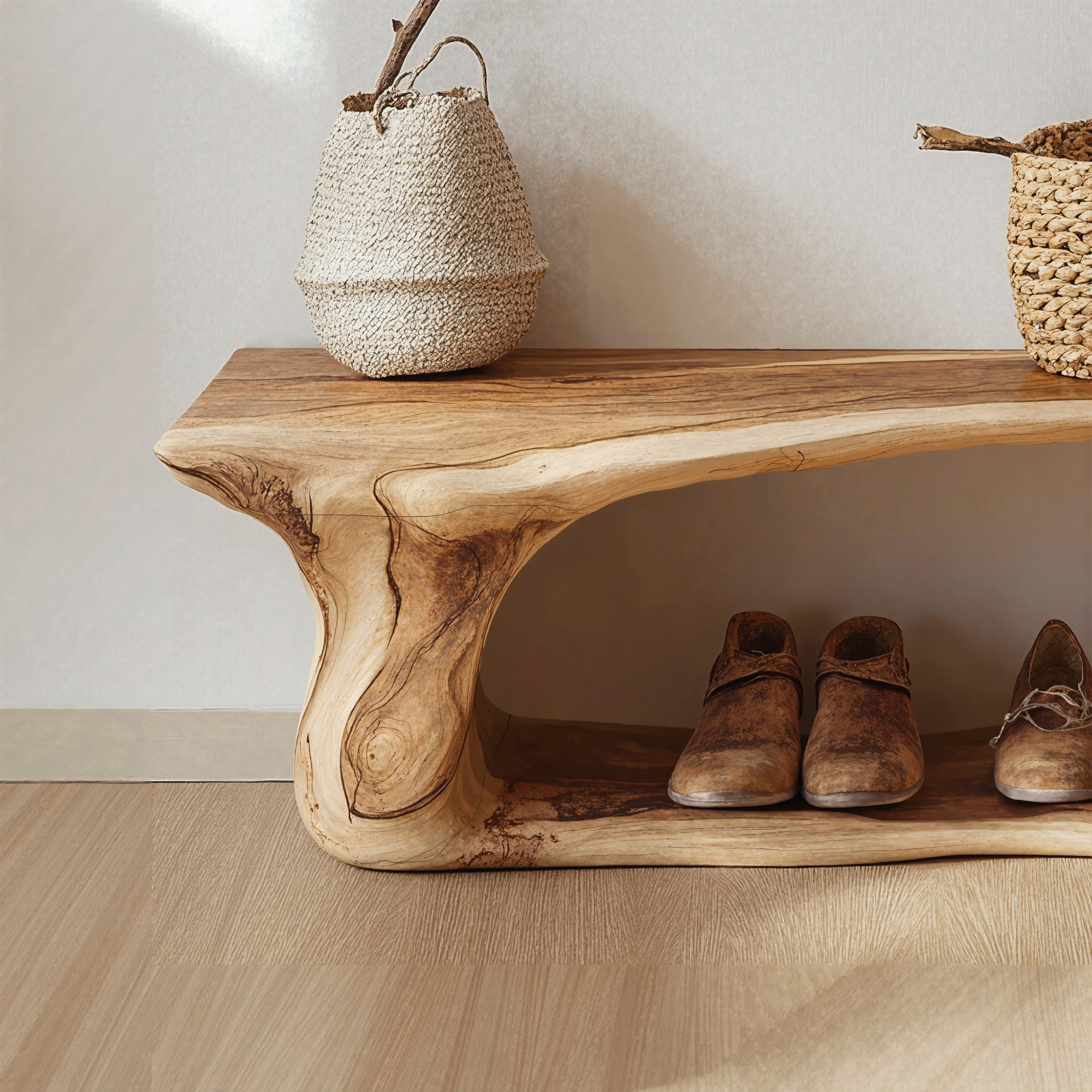 Custom Wood Shoe Bench Rack Wood Farmhouse Shoe Storage SINLSB013