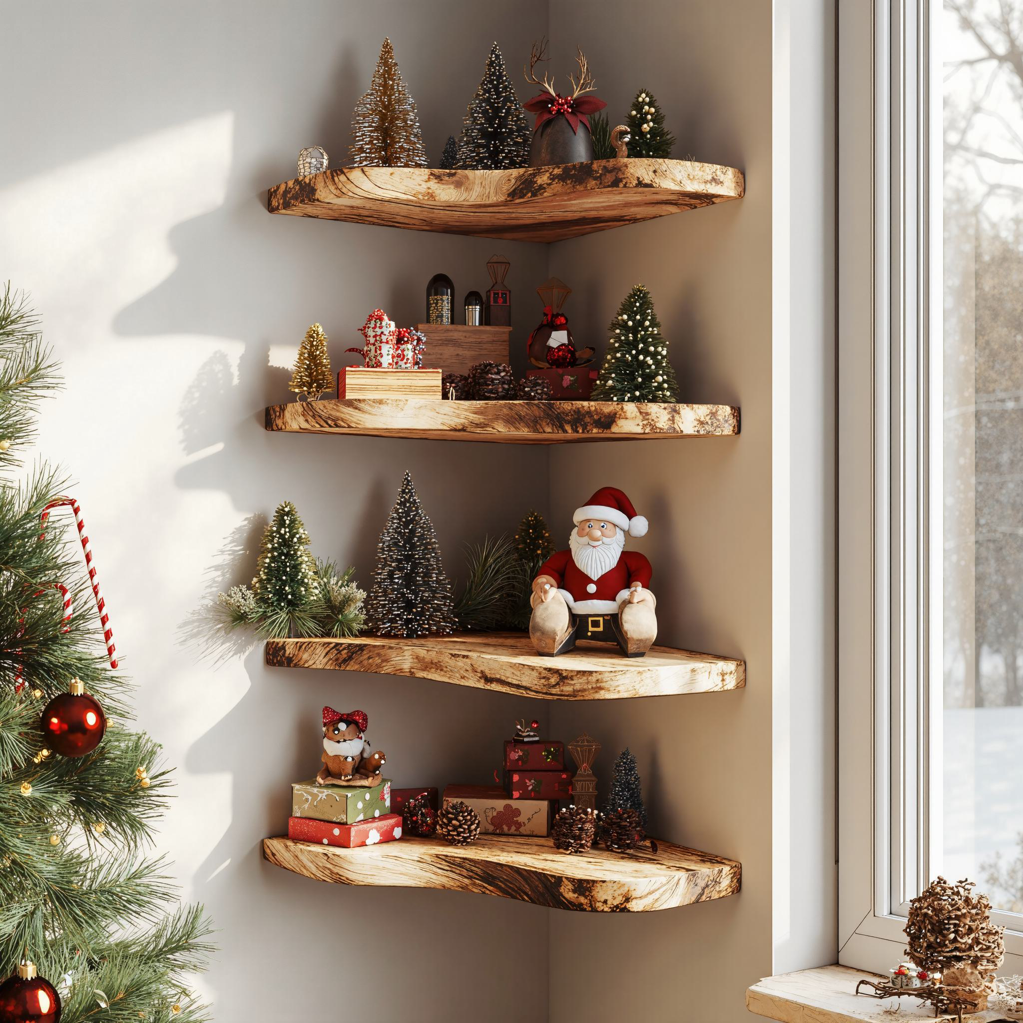 Wooden Corner Shelves Wall Shelf Christmas Decor SILDTCN042