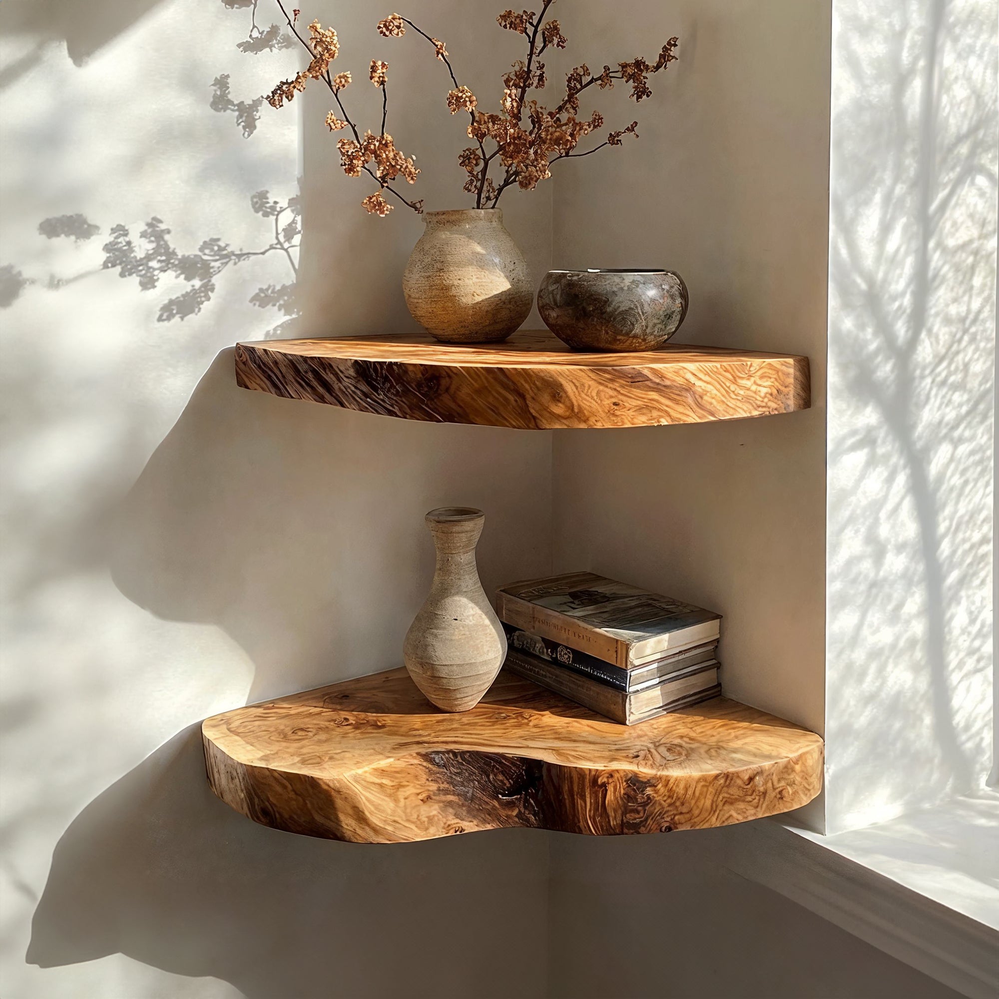 Live Edge Corner Shelves Floating Wooden Shelves SILDTCN003