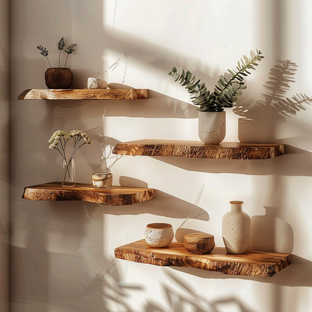 Wooden Floating Shelf Live Edge Shelves Living Decor SILDTFL090