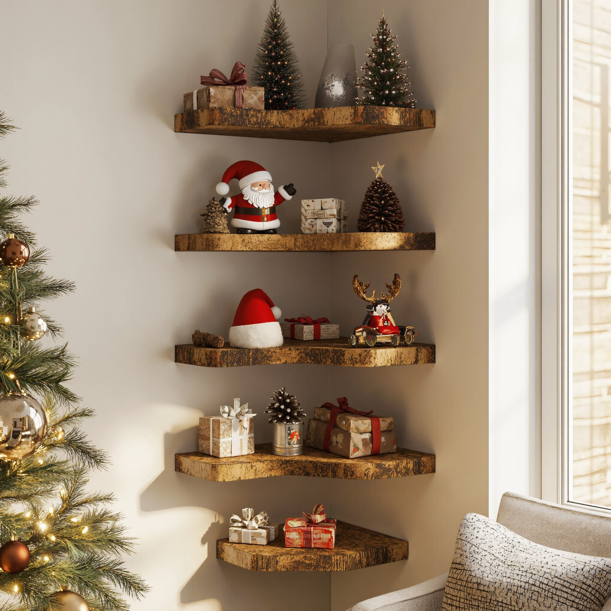 Floating Christmas Corner Shelves Wall Shelves SILDTCN037