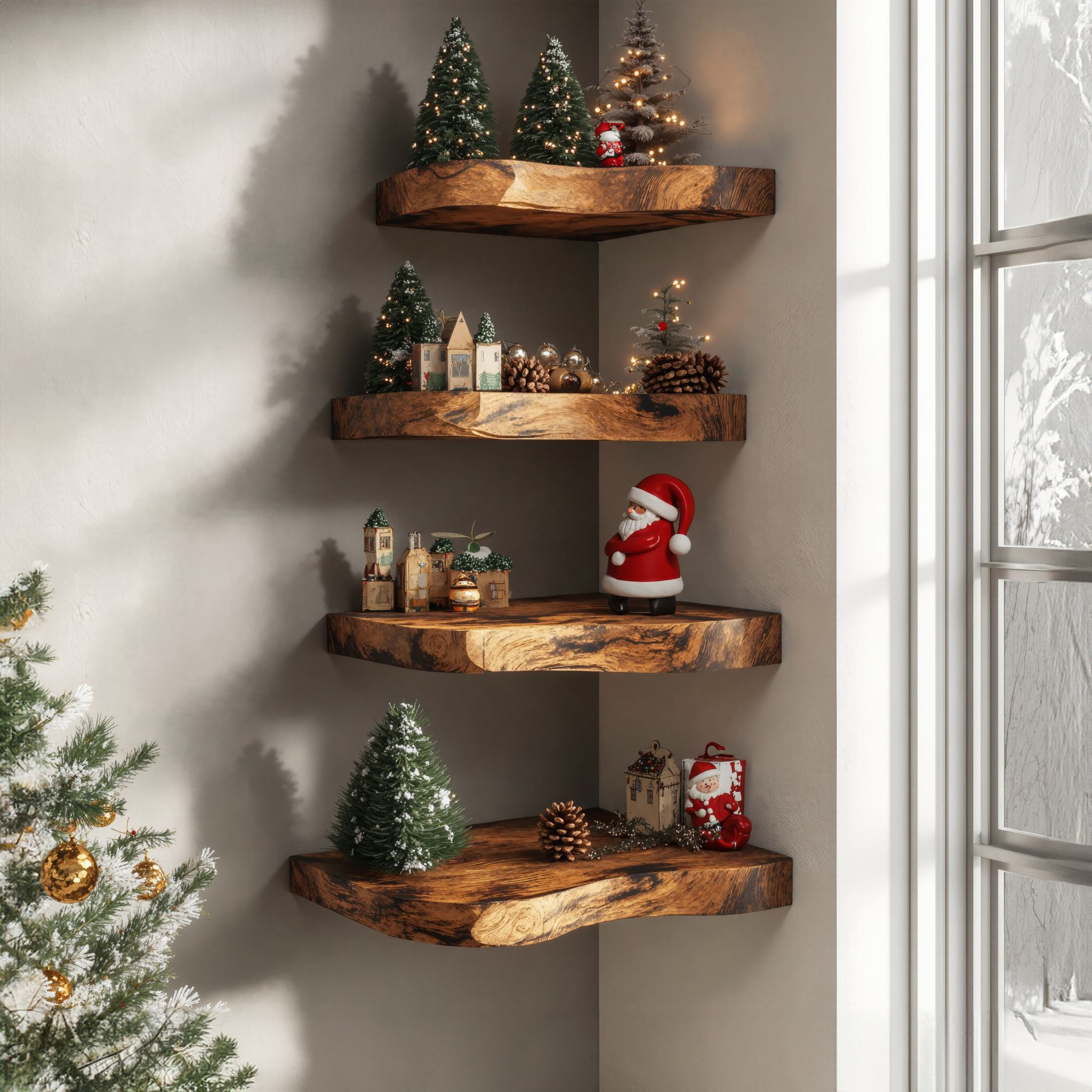 Live Edge Corner Shelves Floating Xmas Shelves SILDTCN033