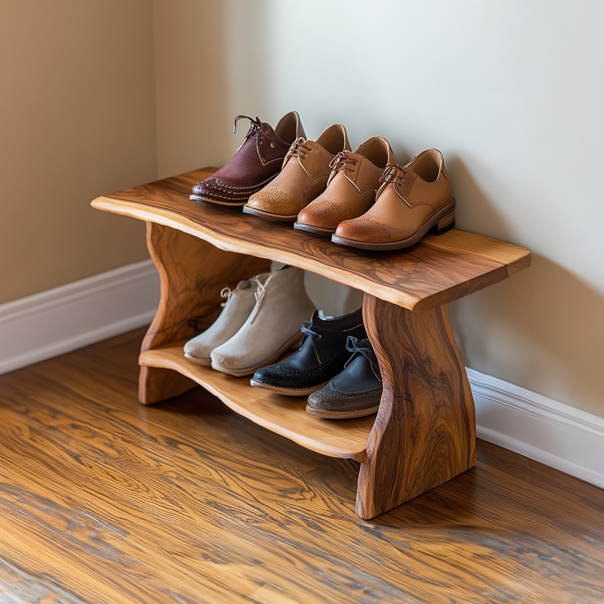 Hallway Bench Shoe Rack Open Shelves Organiser SINLSB012