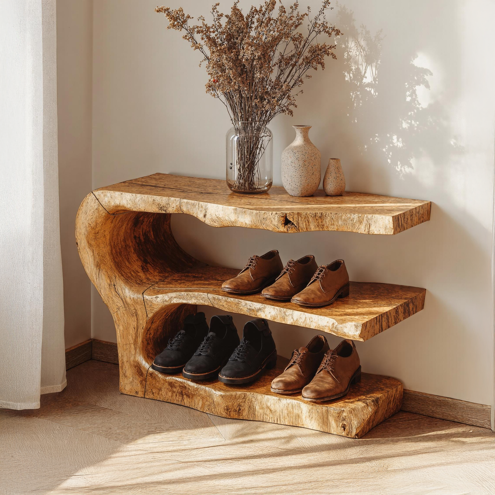 3-Tier Wooden Shoe Rack Bench For Organizing Shoes & Bags SILDTSHB020