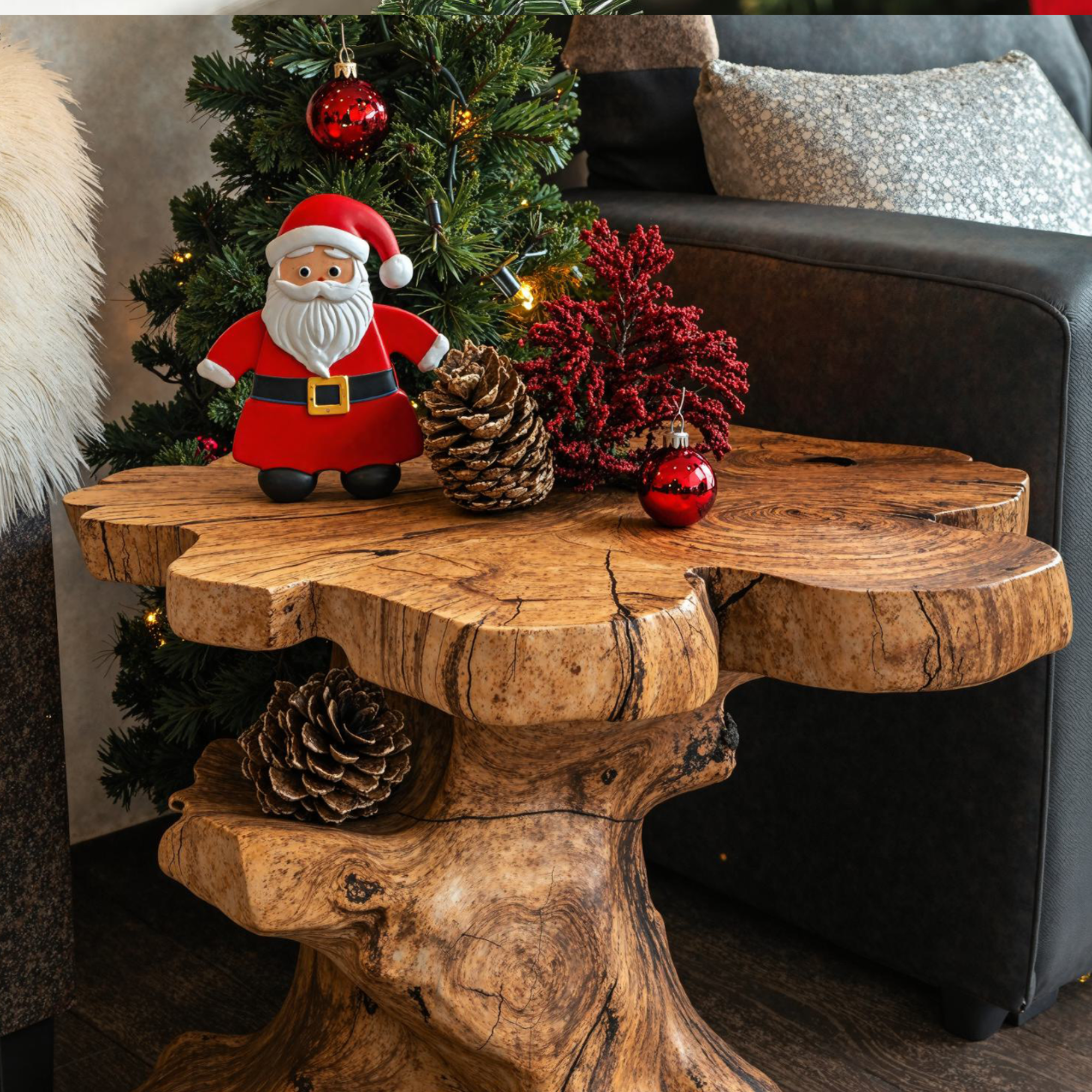 Handcrafted Live Edge End Table Christmas Decor SILDTENC002