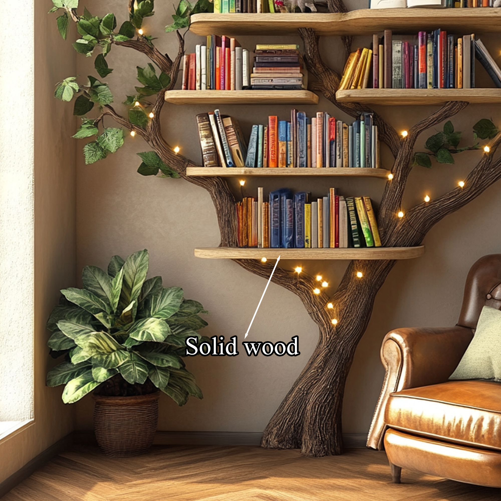 Black Tree Bookshelf Floating Shelf Bookcase SINLTB117