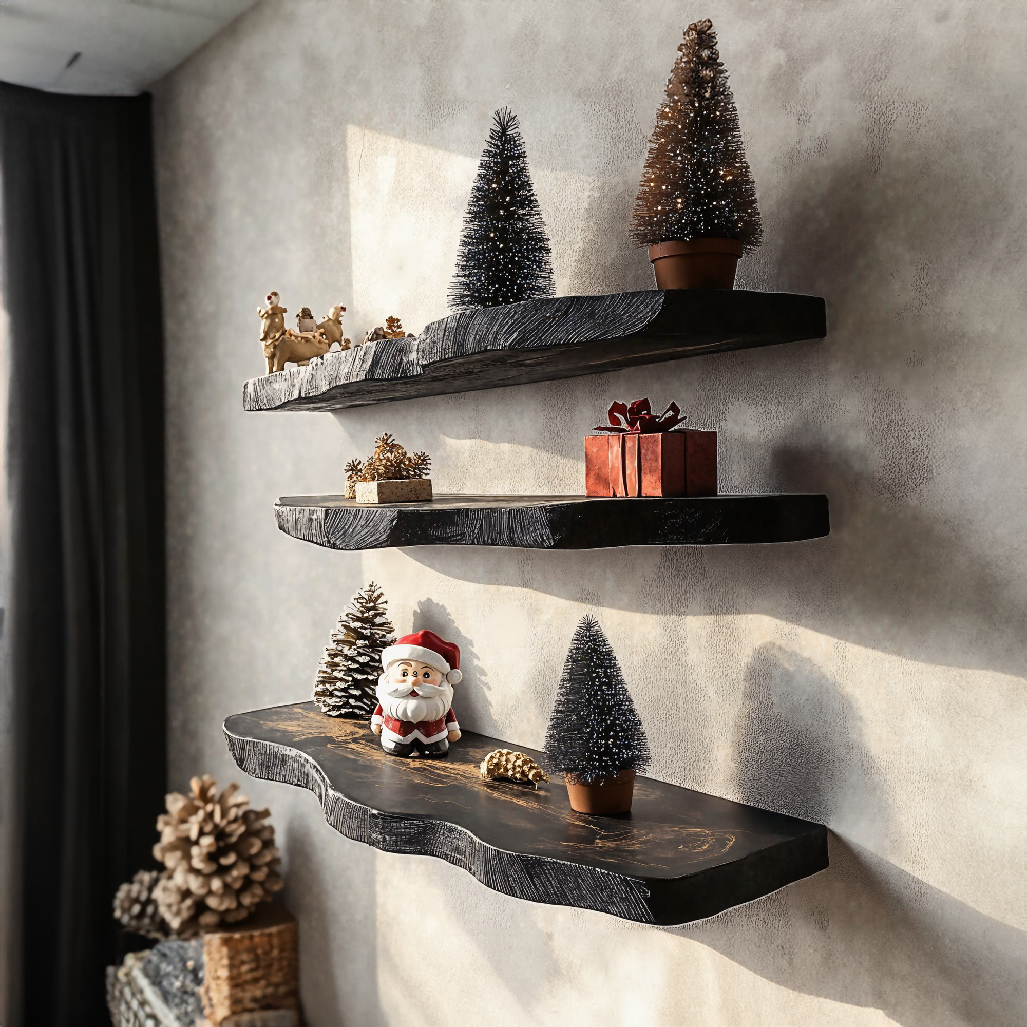 Black Floating Shelf Live Edge Xmas Floating Shelf Plans SINLCM011