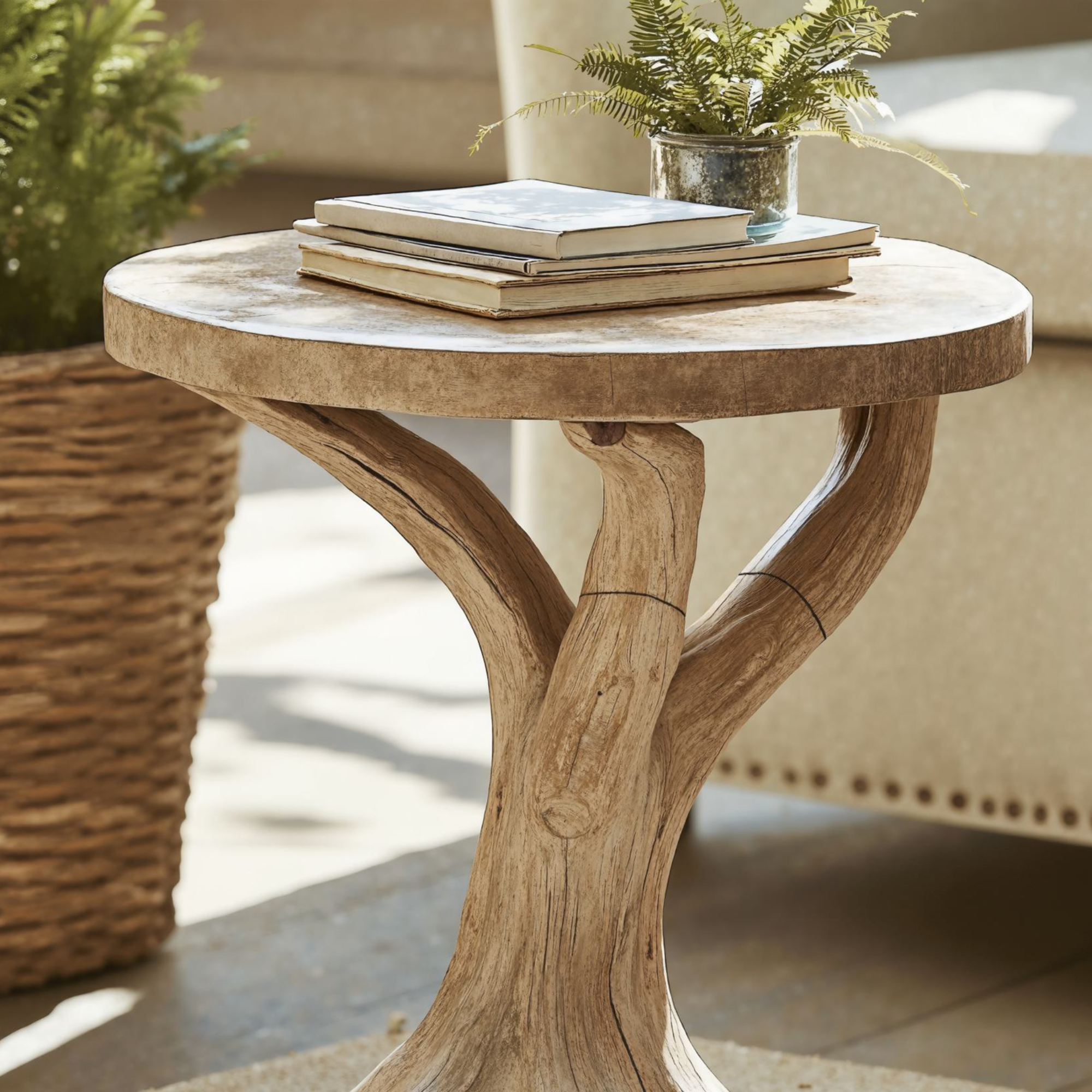 Farmhouse Round End Table Solid Wood End Table SILDTEN010