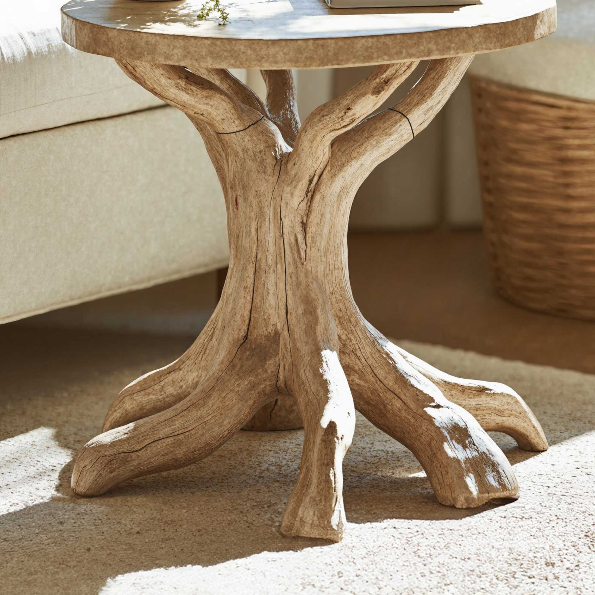 Rustic Round End Table Handmade End Table SILDTEN009