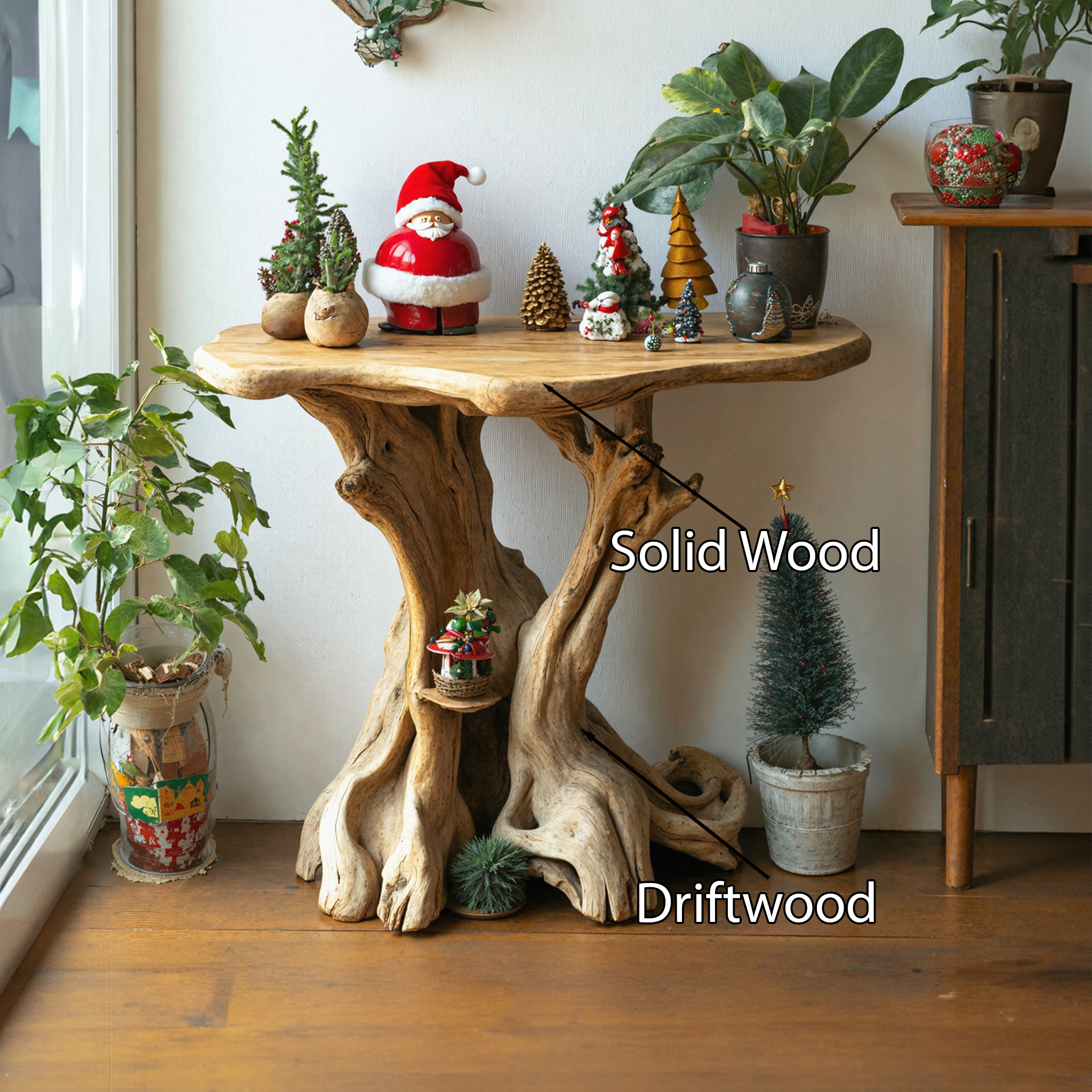 Farmhouse Solid Wood End Table Christmas Decor SILDTENC011